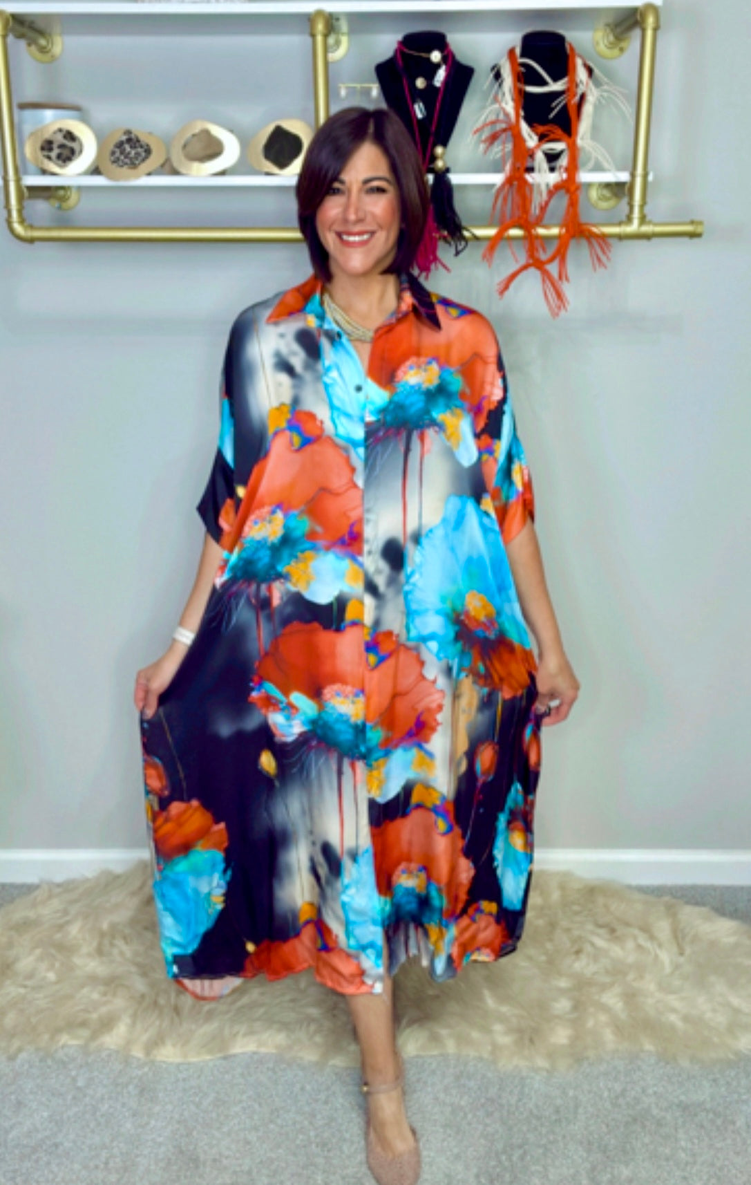 Italian Flower Stamped Midi