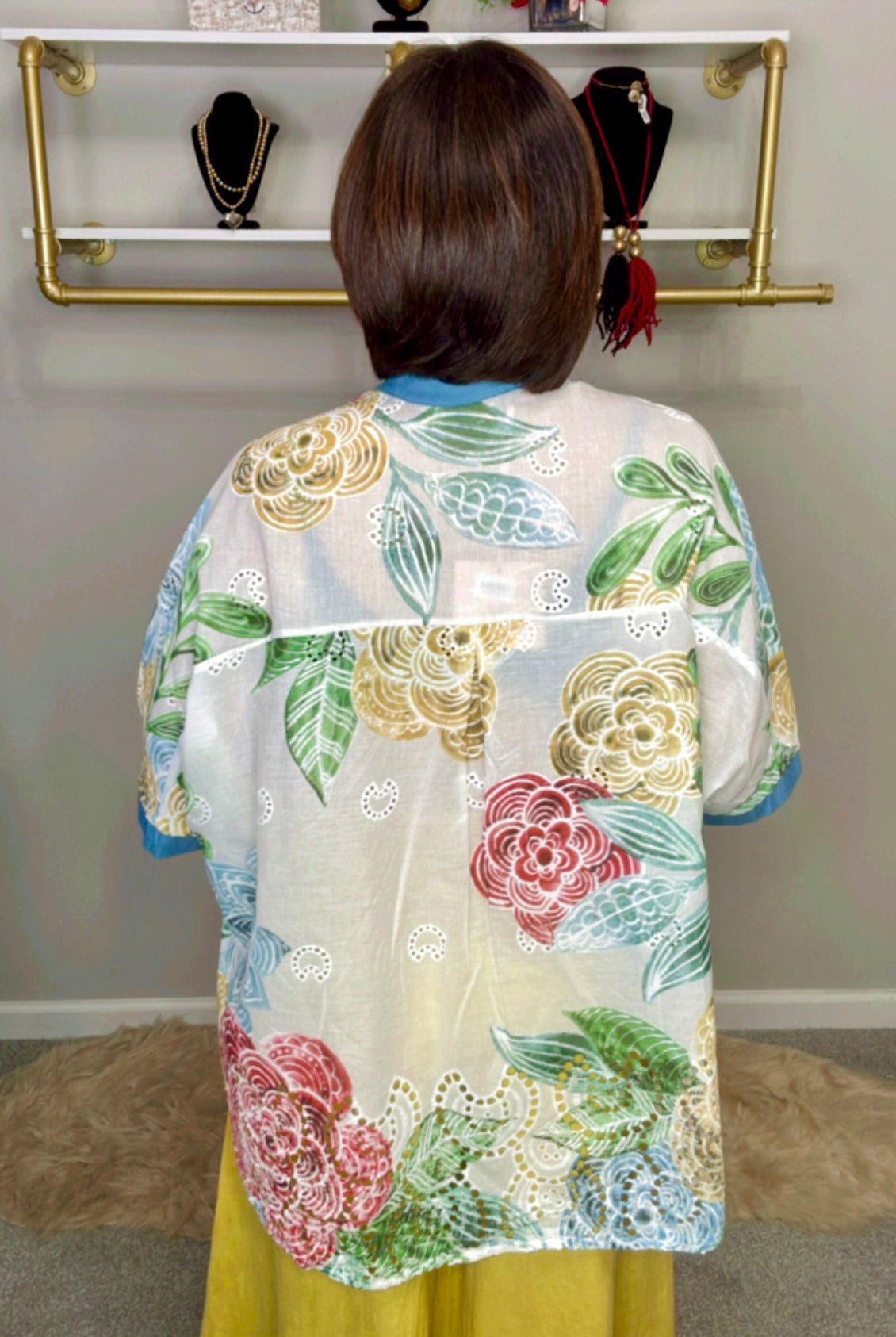 Italian Eyelet Floral Stamped blouse