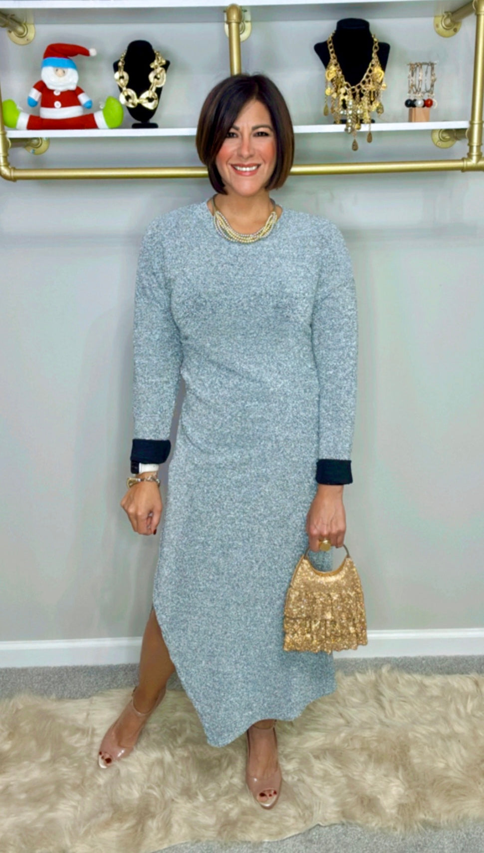 Italian Side Cut Dress Sparkle