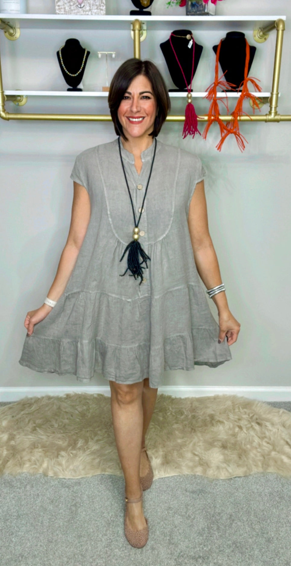 Italian Linen Flowy Short Dress