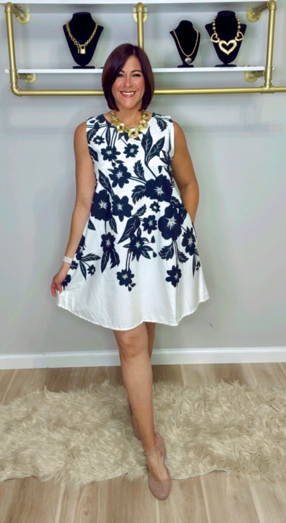 Italian Flower Stamped Dresss