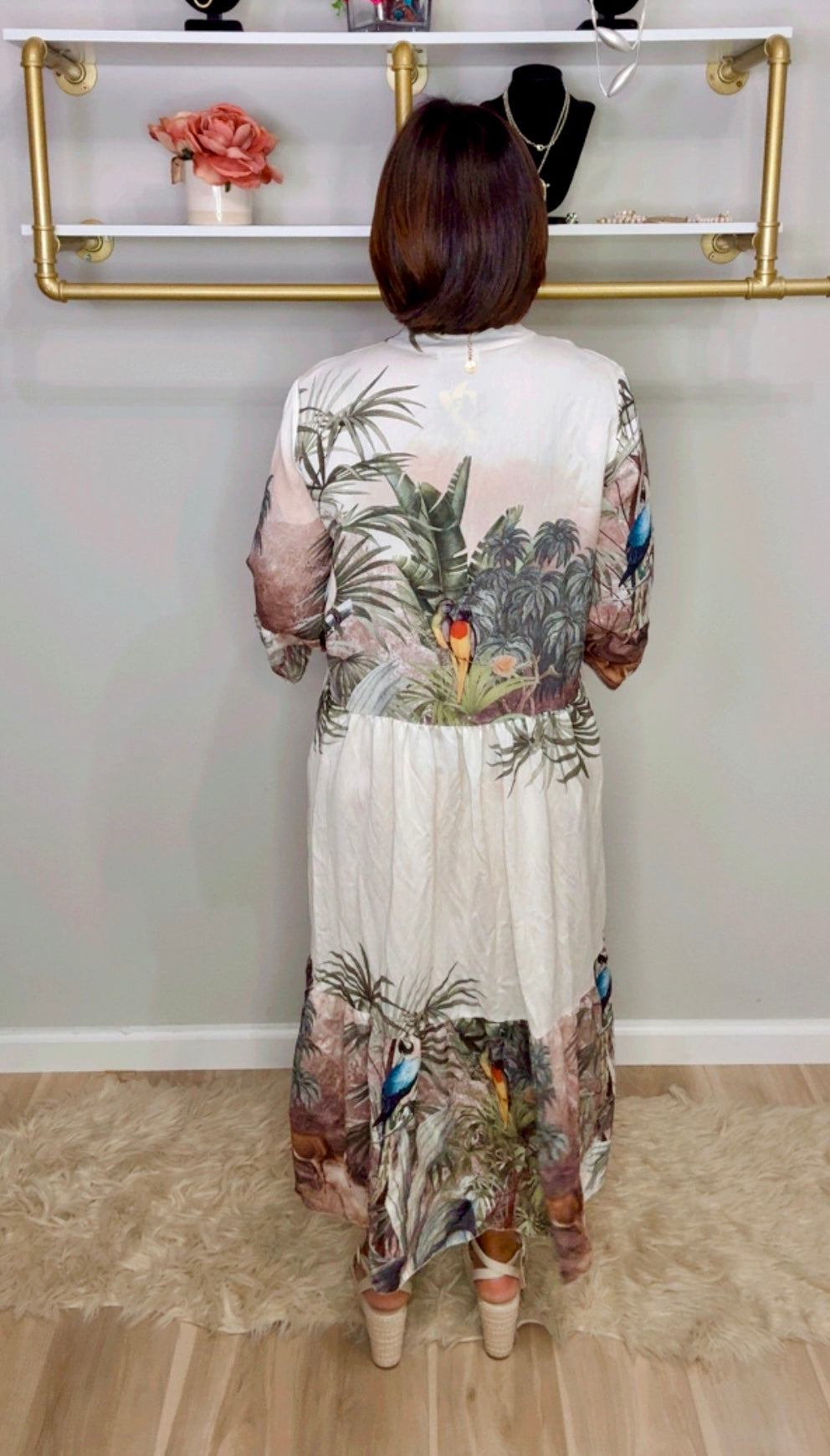 Italian Bird Stamped Dress