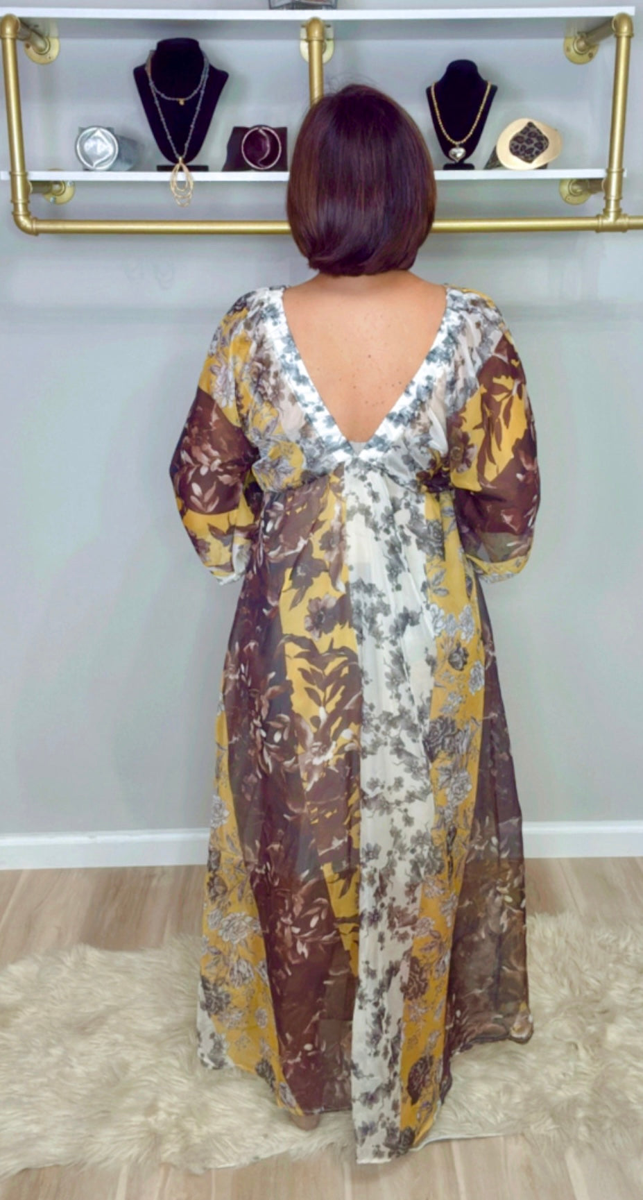 Italian Deep V Neck Dress
