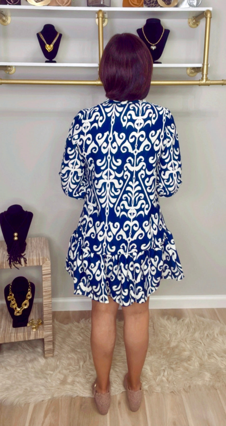 Italian Short Flowy Hem Dress/Bluson
