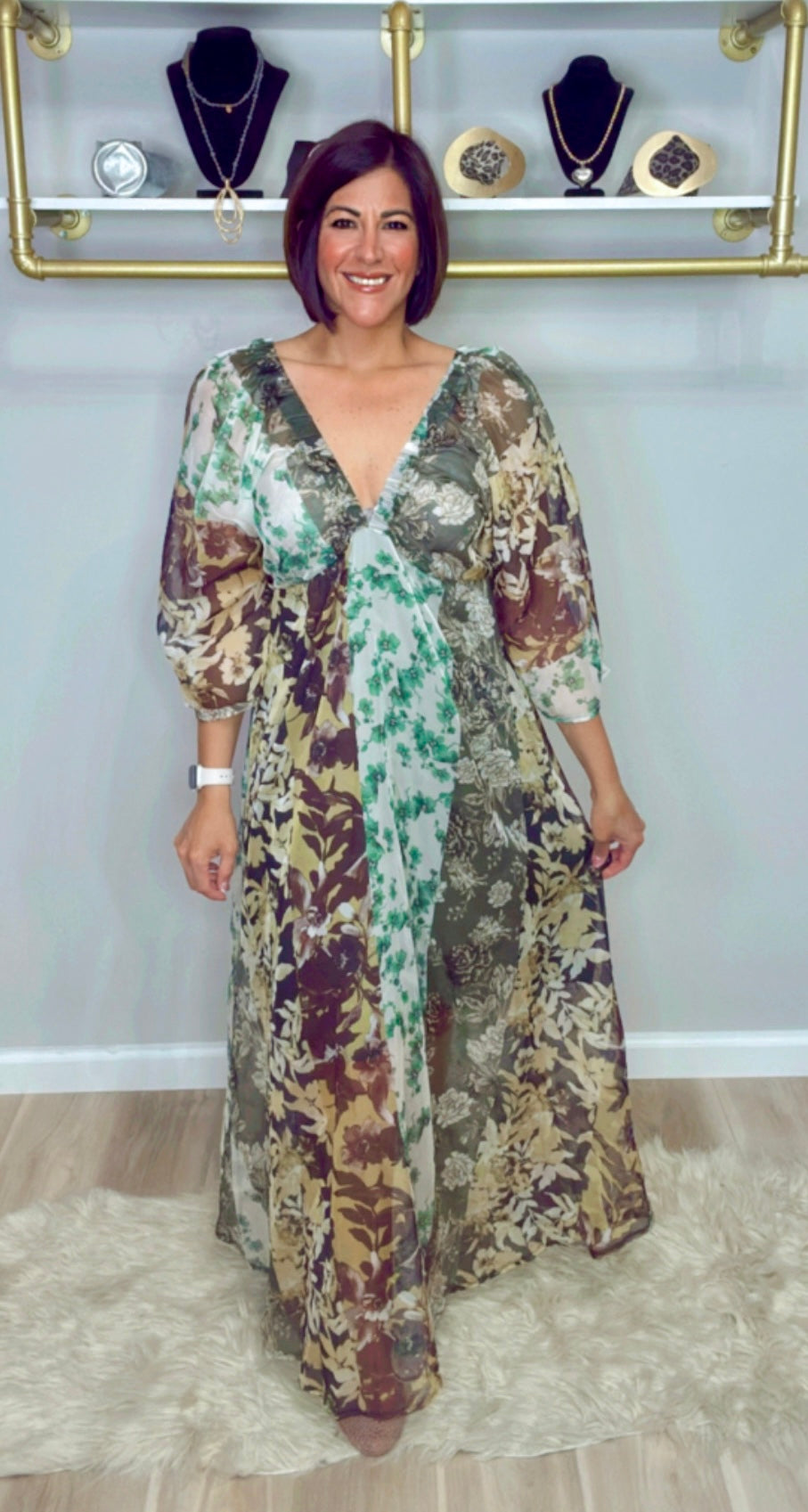 Italian Deep V Neck Dress