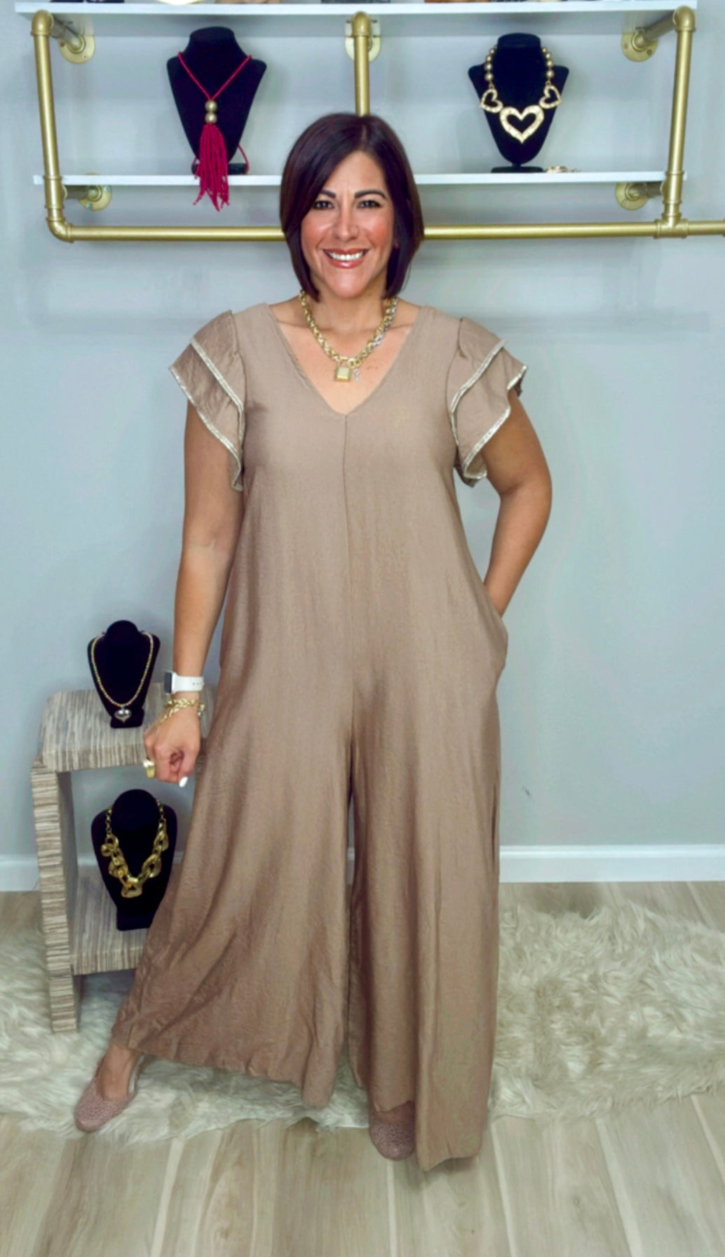 Italian Ruffled Sleeves Jumpsuit