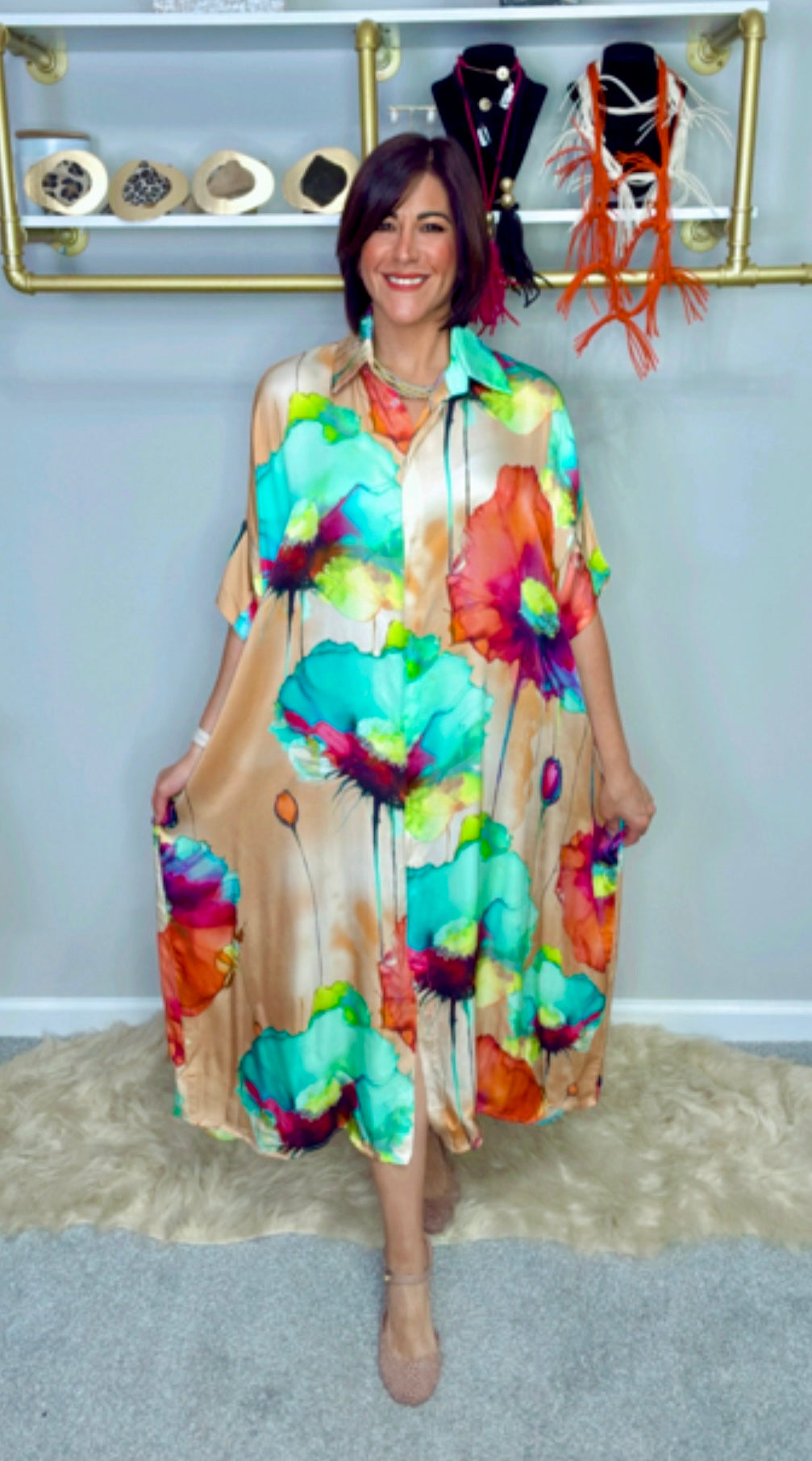 Italian Flower Stamped Midi