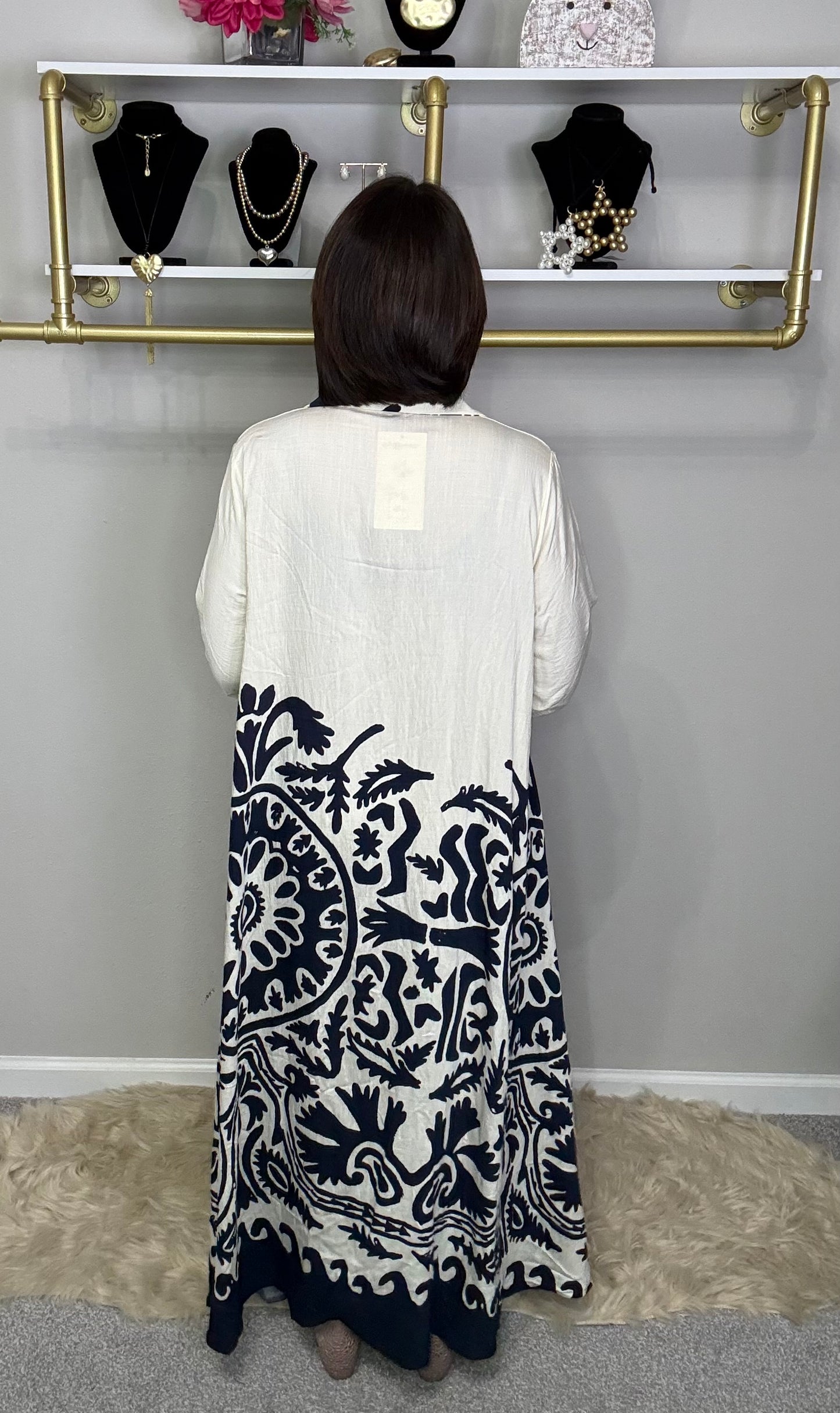 Italian Stamped Button Down Maxi.