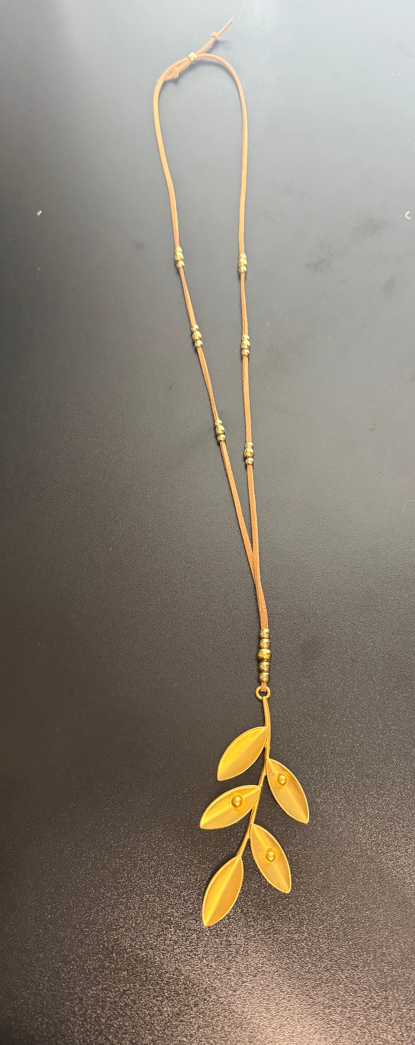 Maria Roig Leaf Zamack Long Necklace