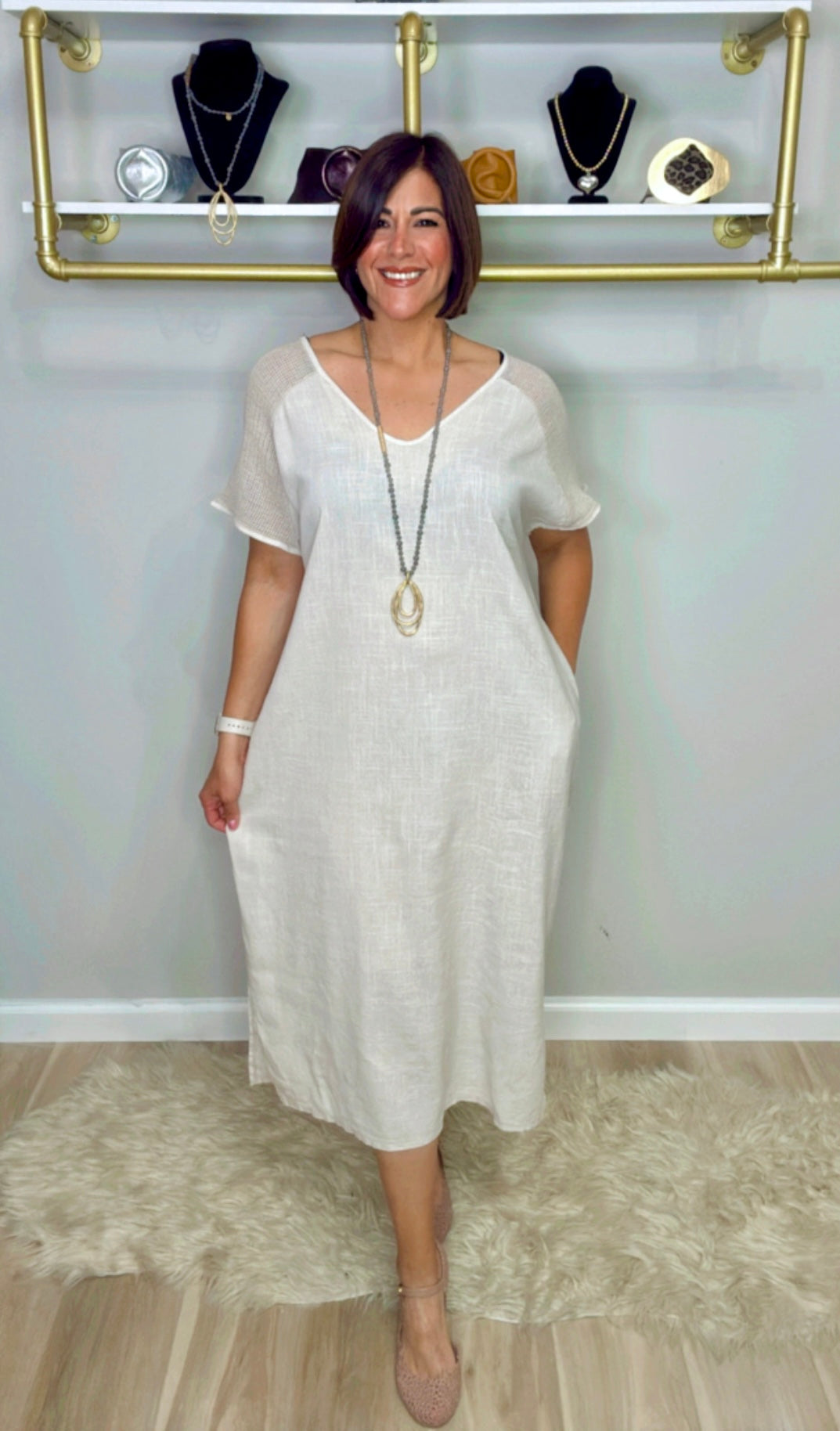 Italian Mesh Sleeves Dress