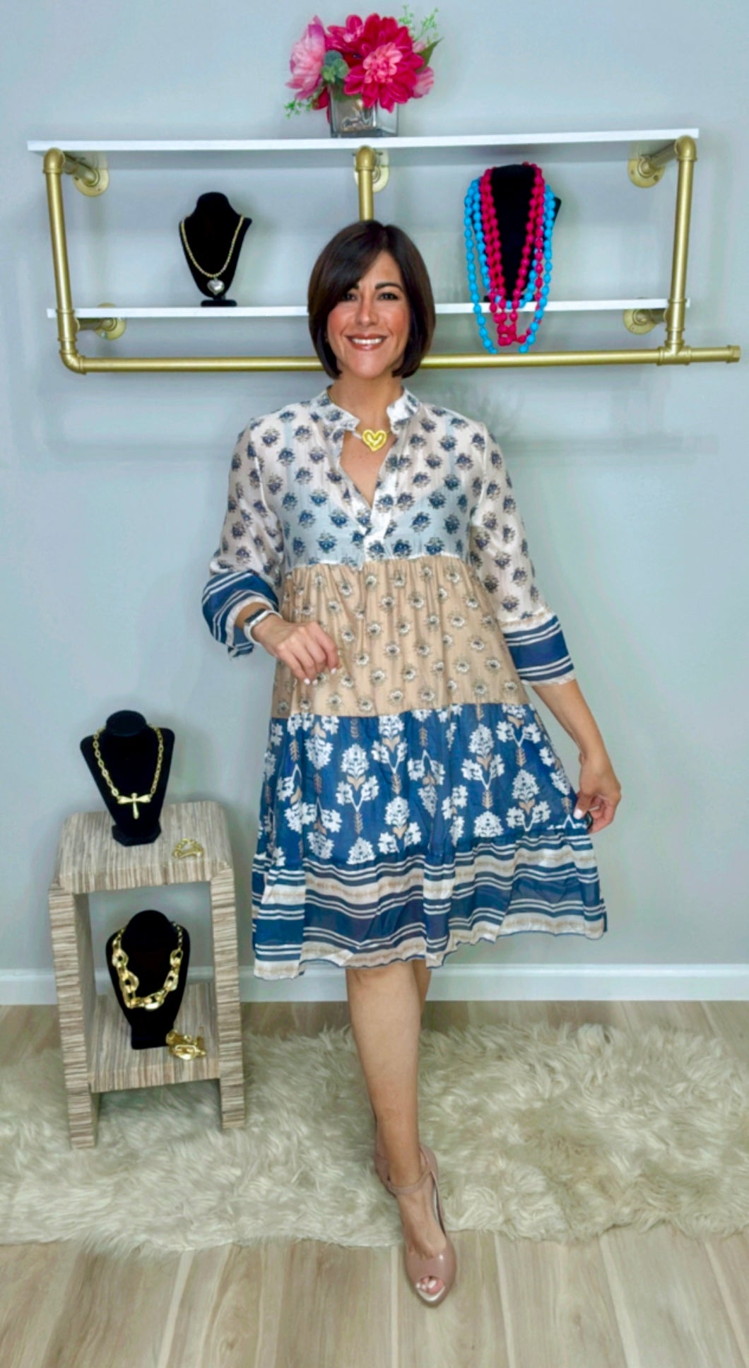 Italian Patten Block Short Dress