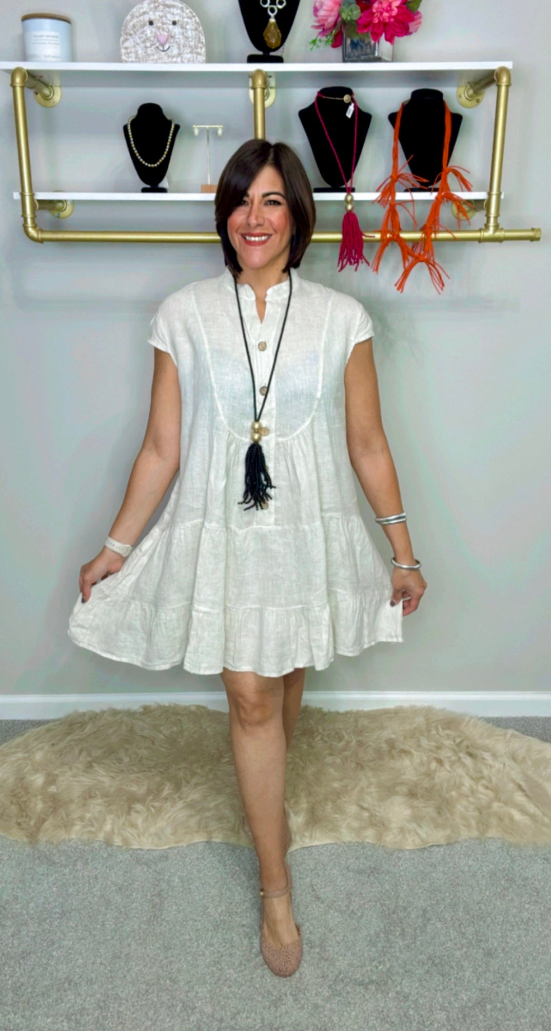 Italian Linen Flowy Short Dress