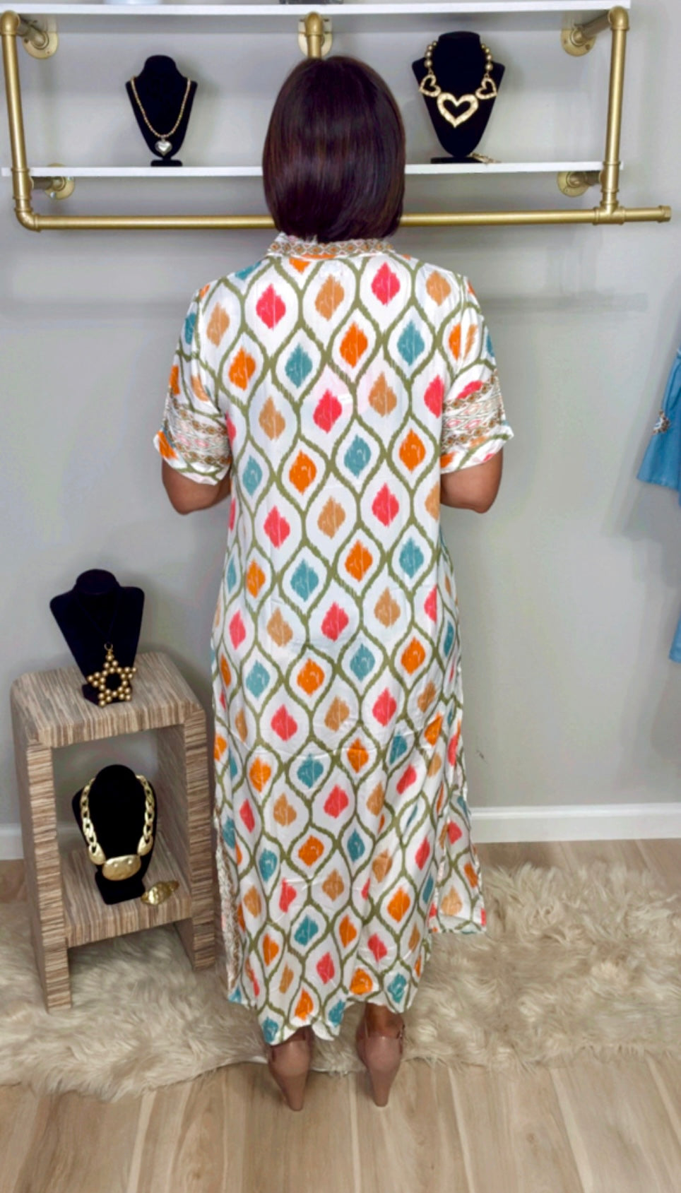 Silk Stamped Dress