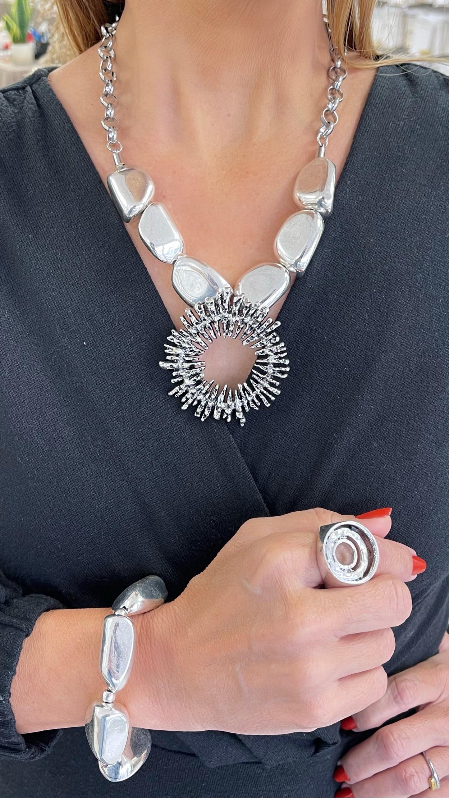 Circle Necklace and Bracelet Set