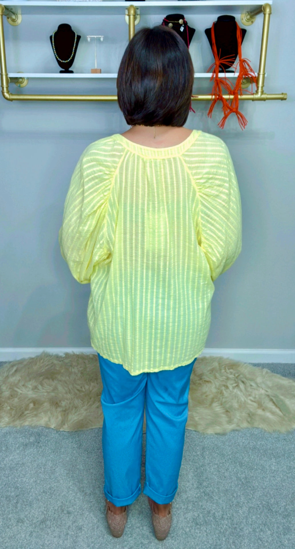 Italian V Neck Flowy Blouse.