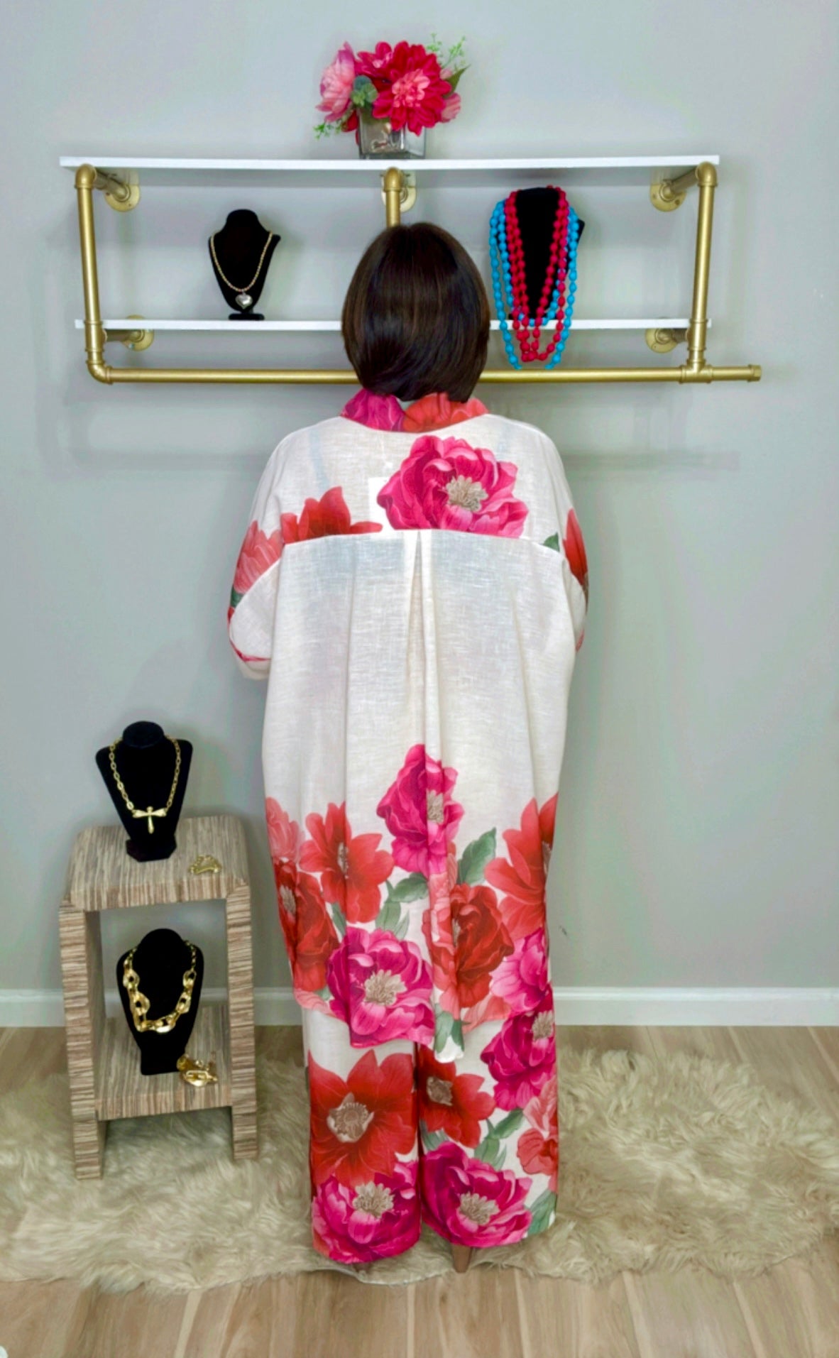 Italian Flower Stamped Pant Set