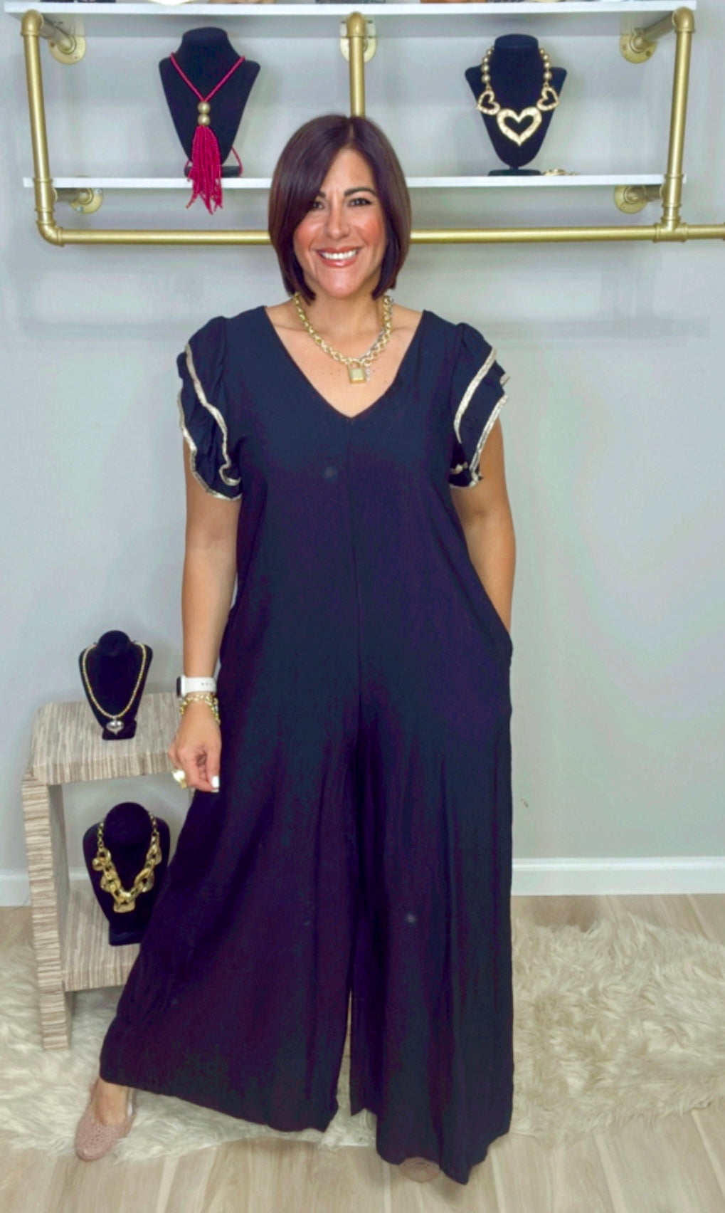 Italian Ruffled Sleeves Jumpsuit