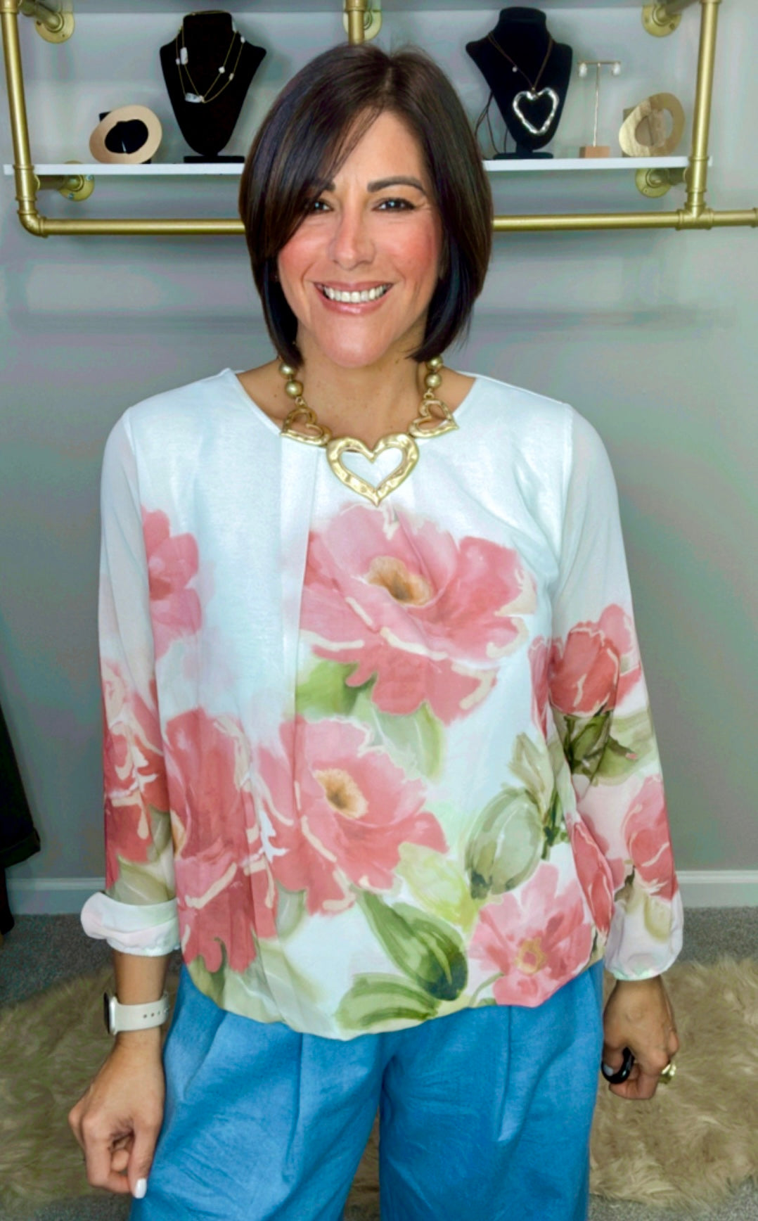 Italian Flower Stamped Blouse