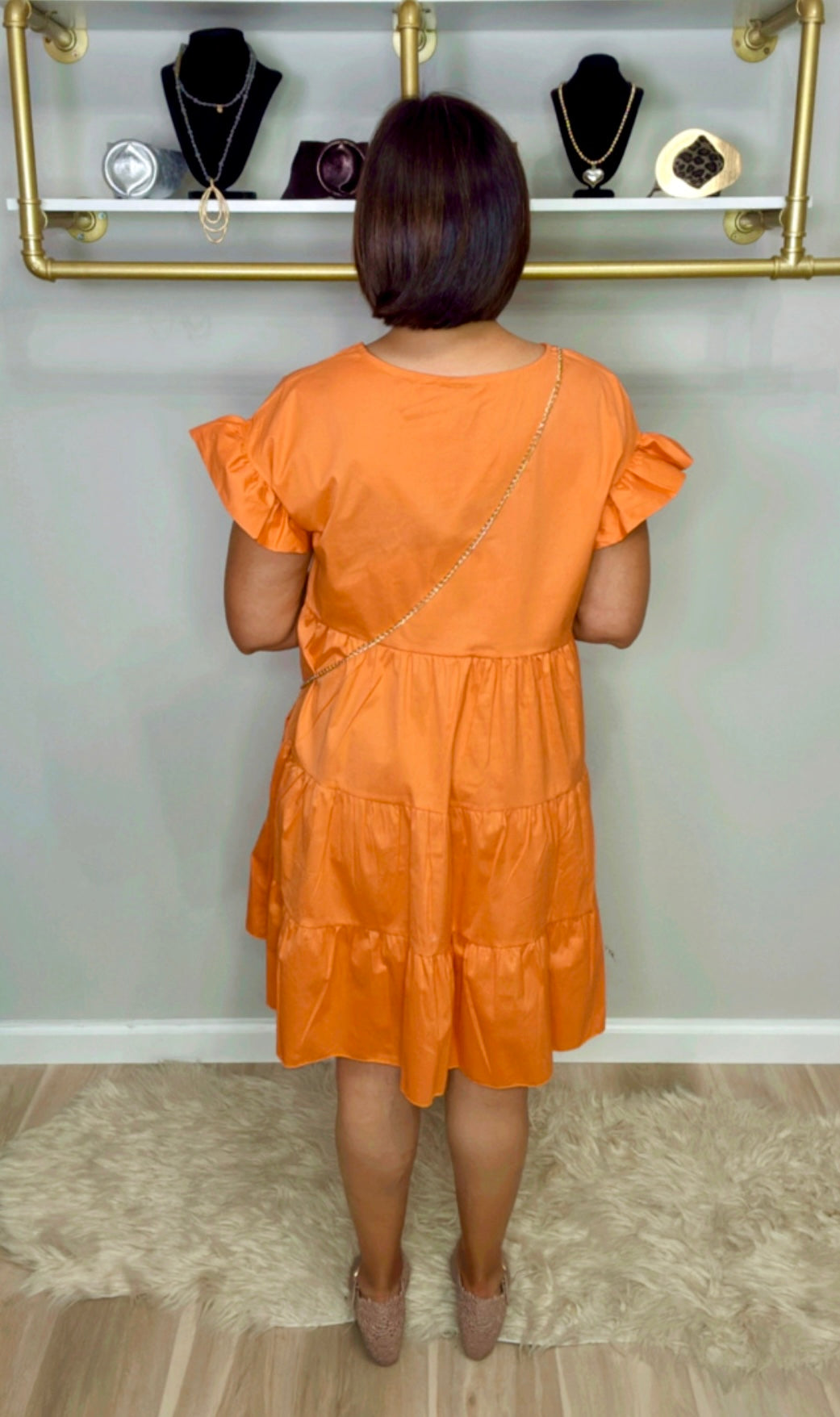 Italian Flowy Short Dress with Purse