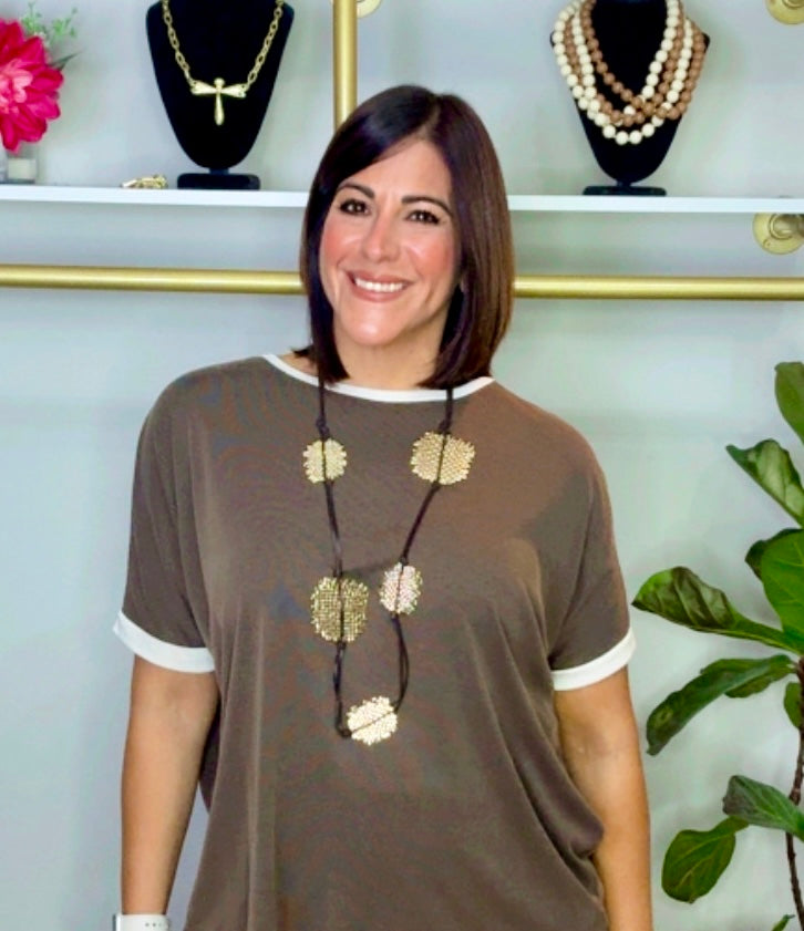 Metal Patches Long Adjustable Necklace