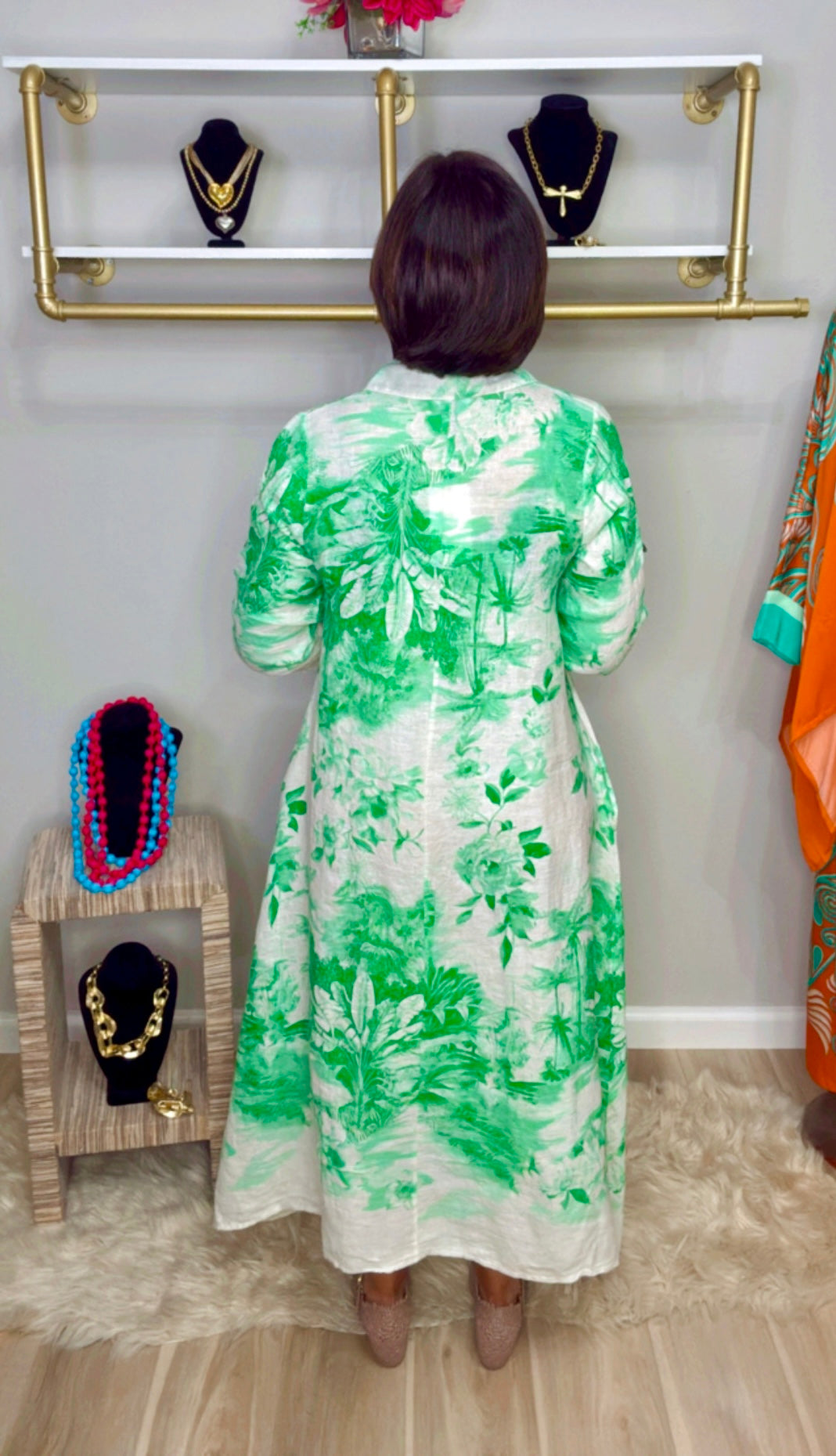 Italian Stamped Linen Dress