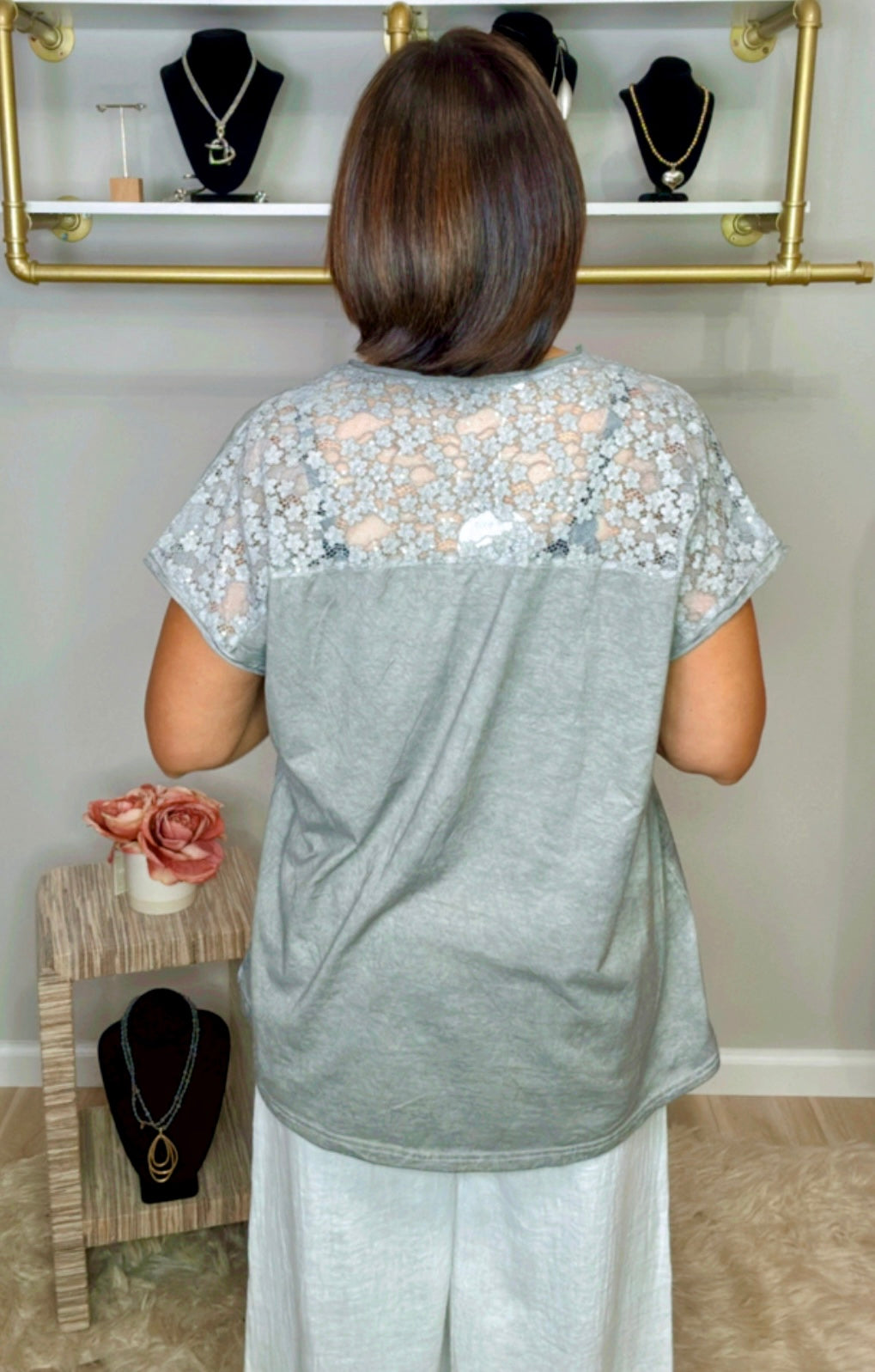 Italian Lace Hem Blouse