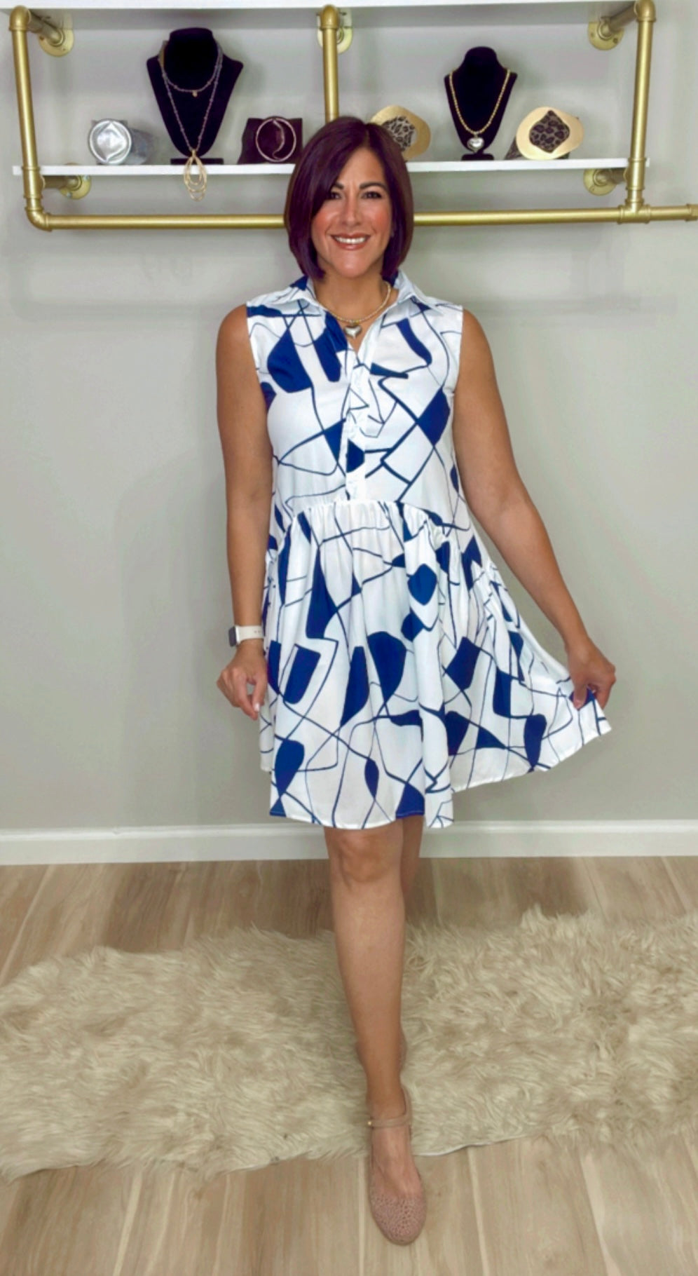 Italian Abstract Stamped Short Dress