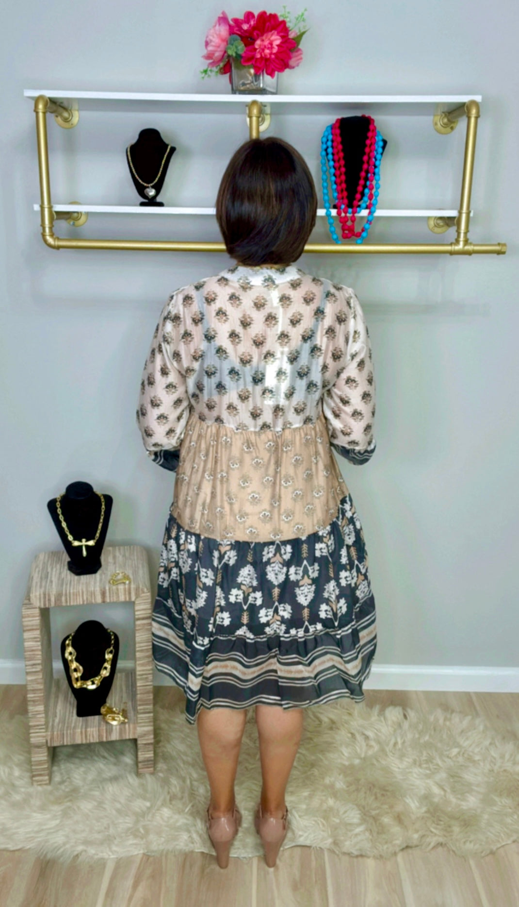 Italian Patten Block Short Dress