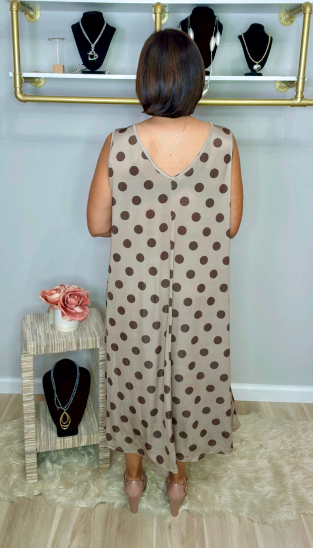 Italian Sleeveless Polka Dots Dress