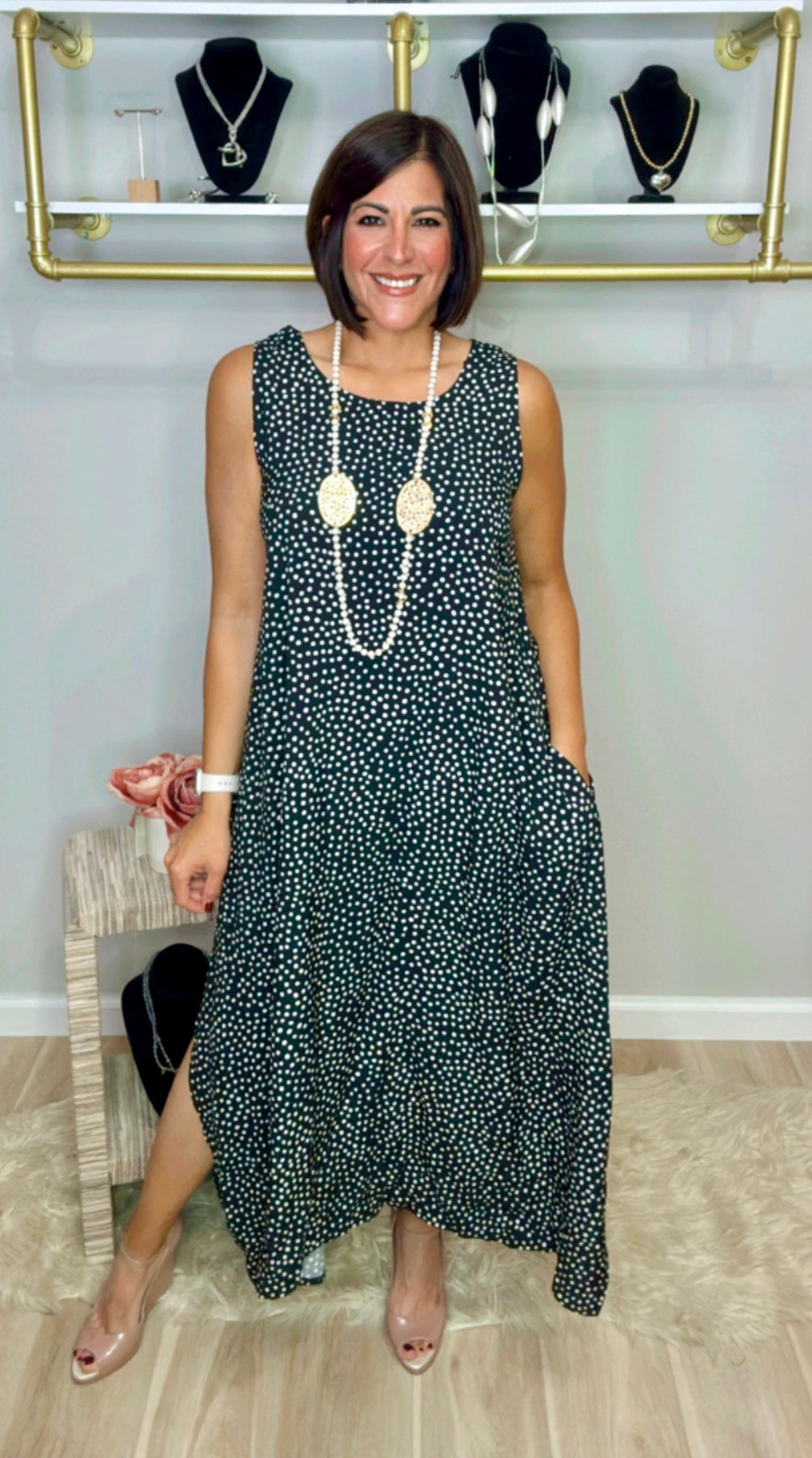 Italian Small Polka Dots Dress