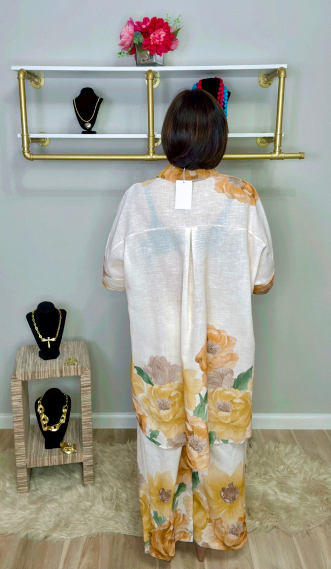Italian Flower Stamped Pant Set