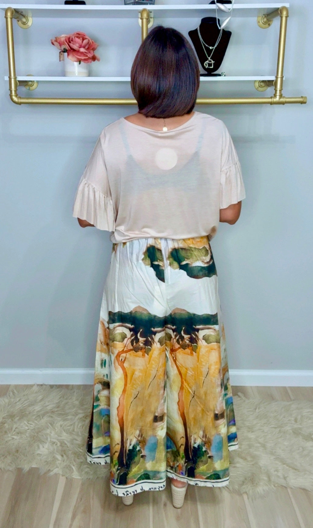 Italian Stamped Wide leg Trouser