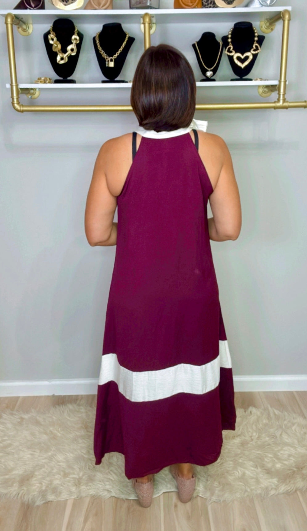 Italian Halter Two Tone Dress