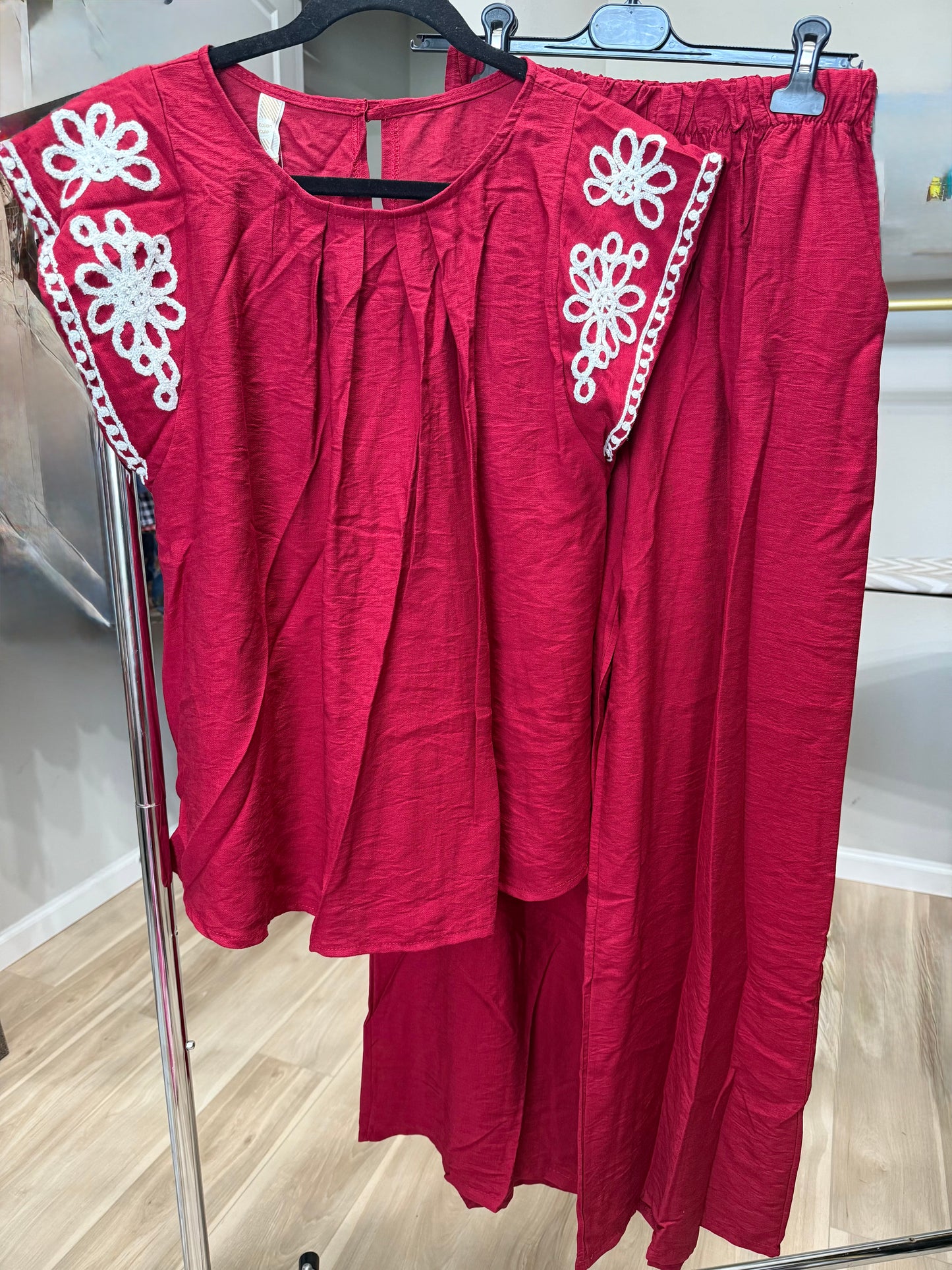 Italian Embroidered Sleeves Pant Set