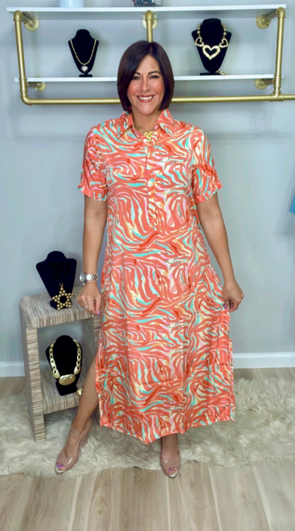 Silk Stamped Dress