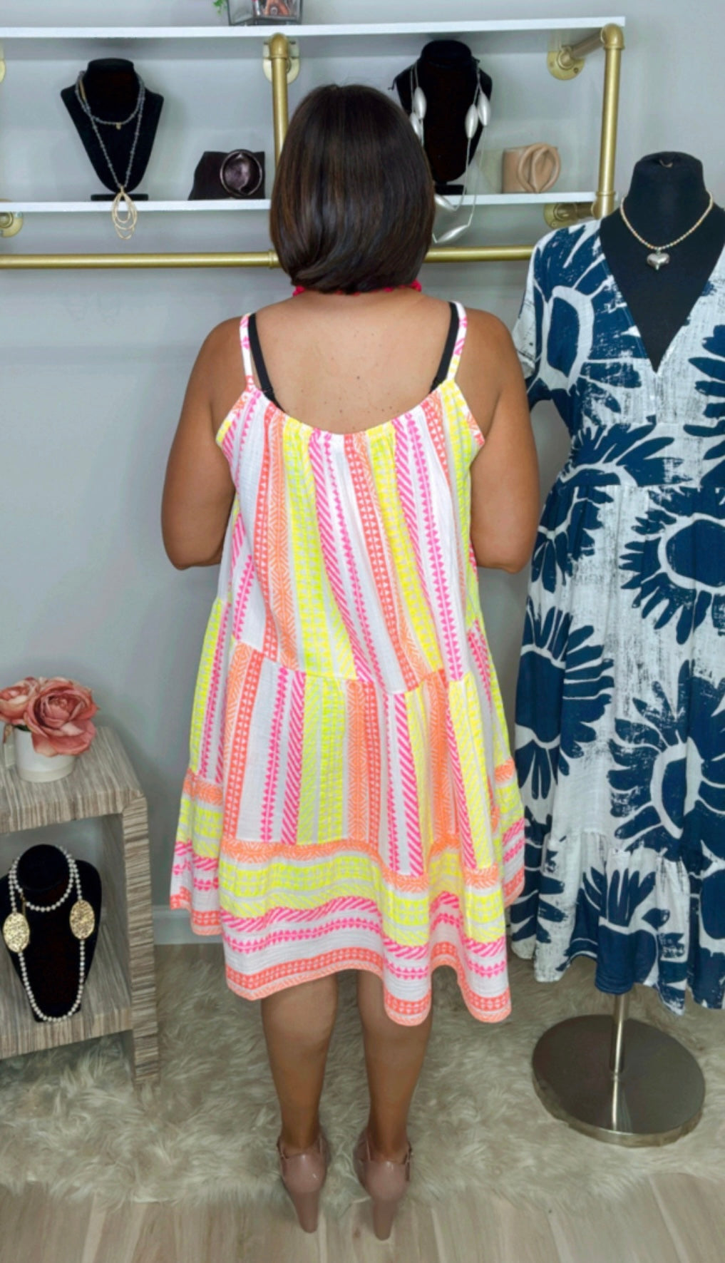 Italian Neon Flowy Short Dress