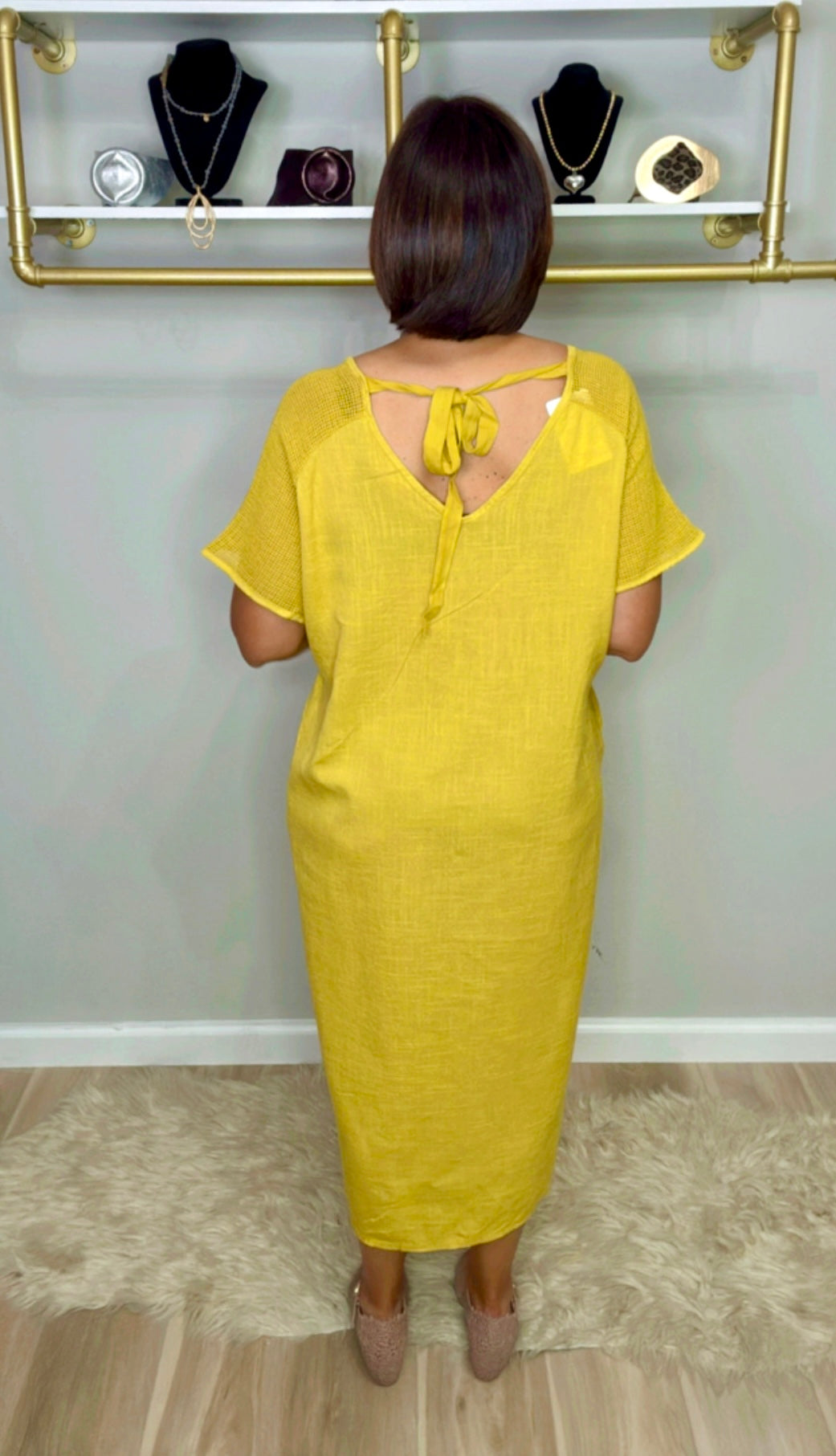 Italian Mesh Sleeves Dress