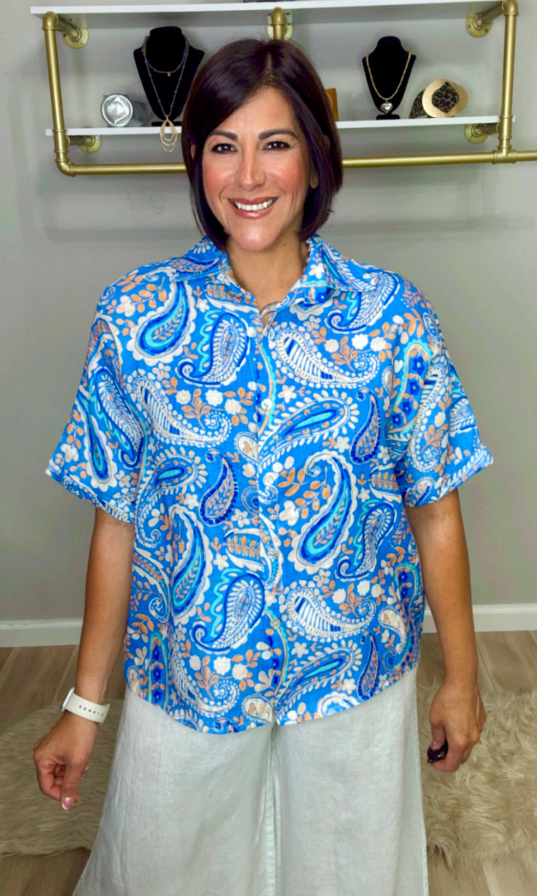 Italian Printed LinenBlouse