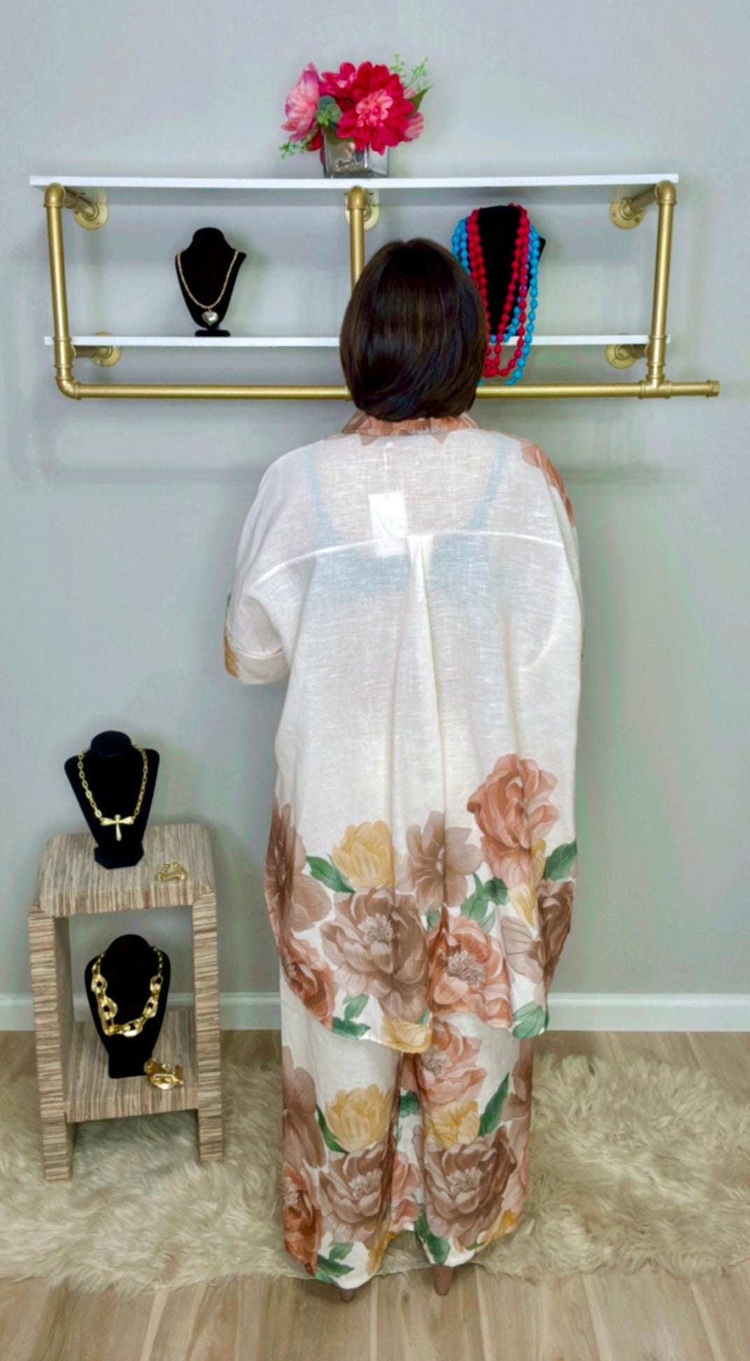 Italian Flower Stamped Pant Set