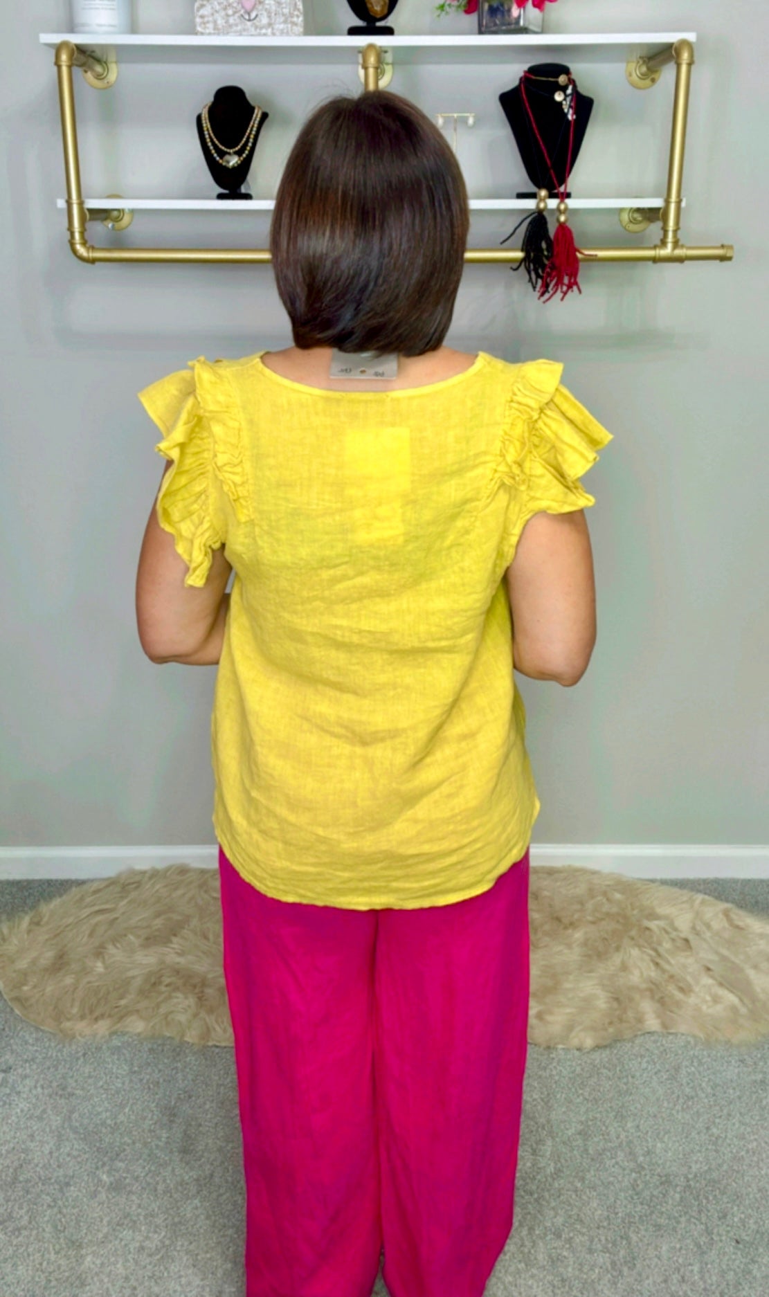 Italian Linen Ruffled Sleeves blouse