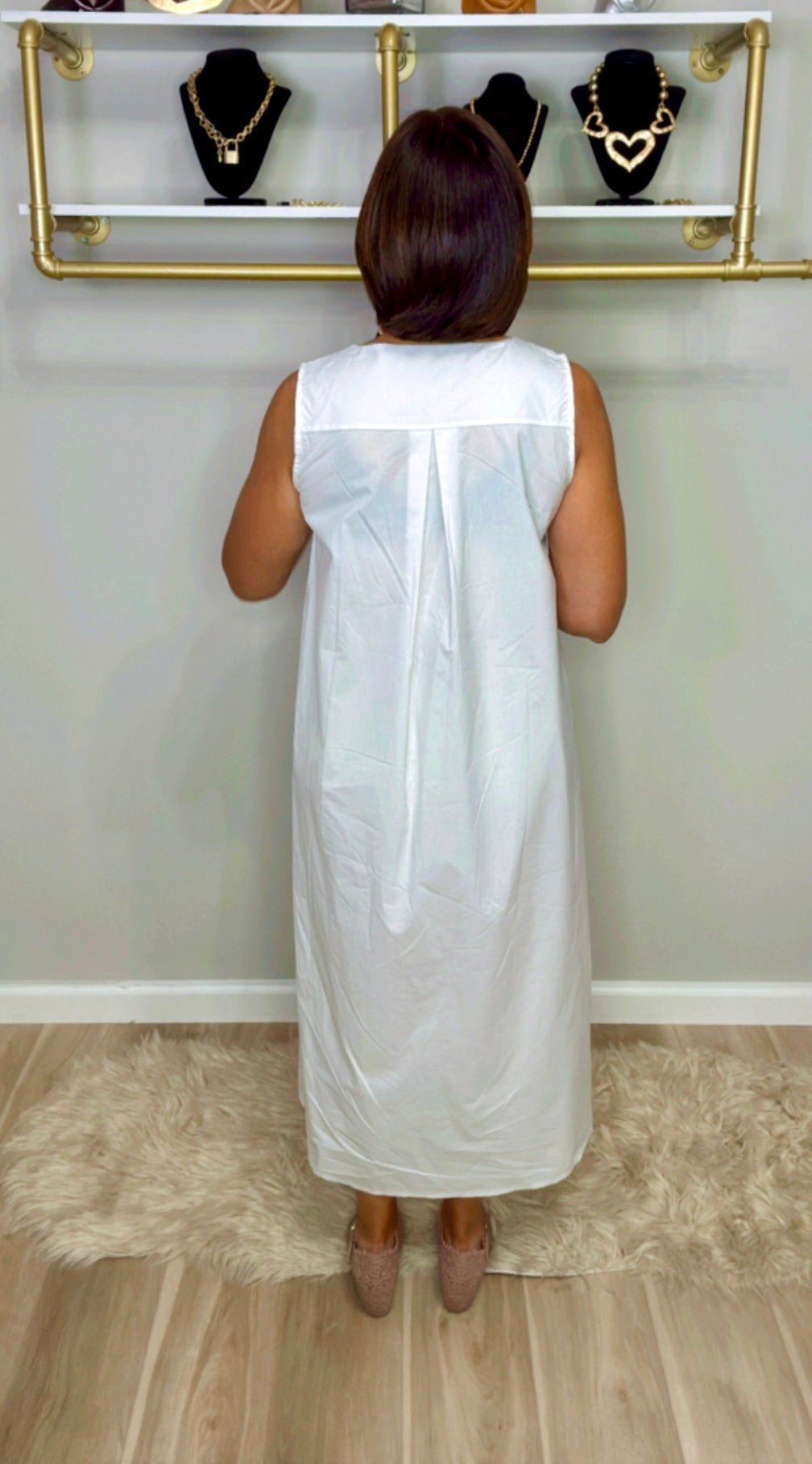 Italian V Neck Sleeveless Midi