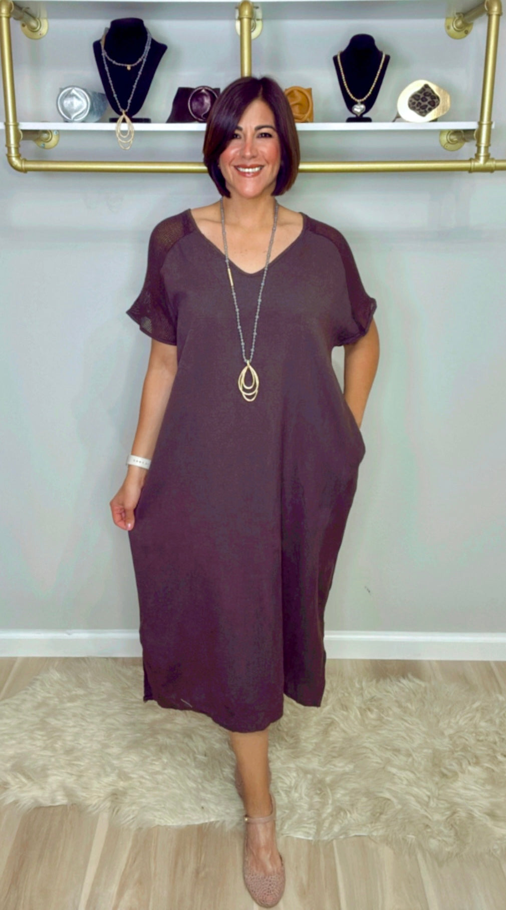 Italian Mesh Sleeves Dress