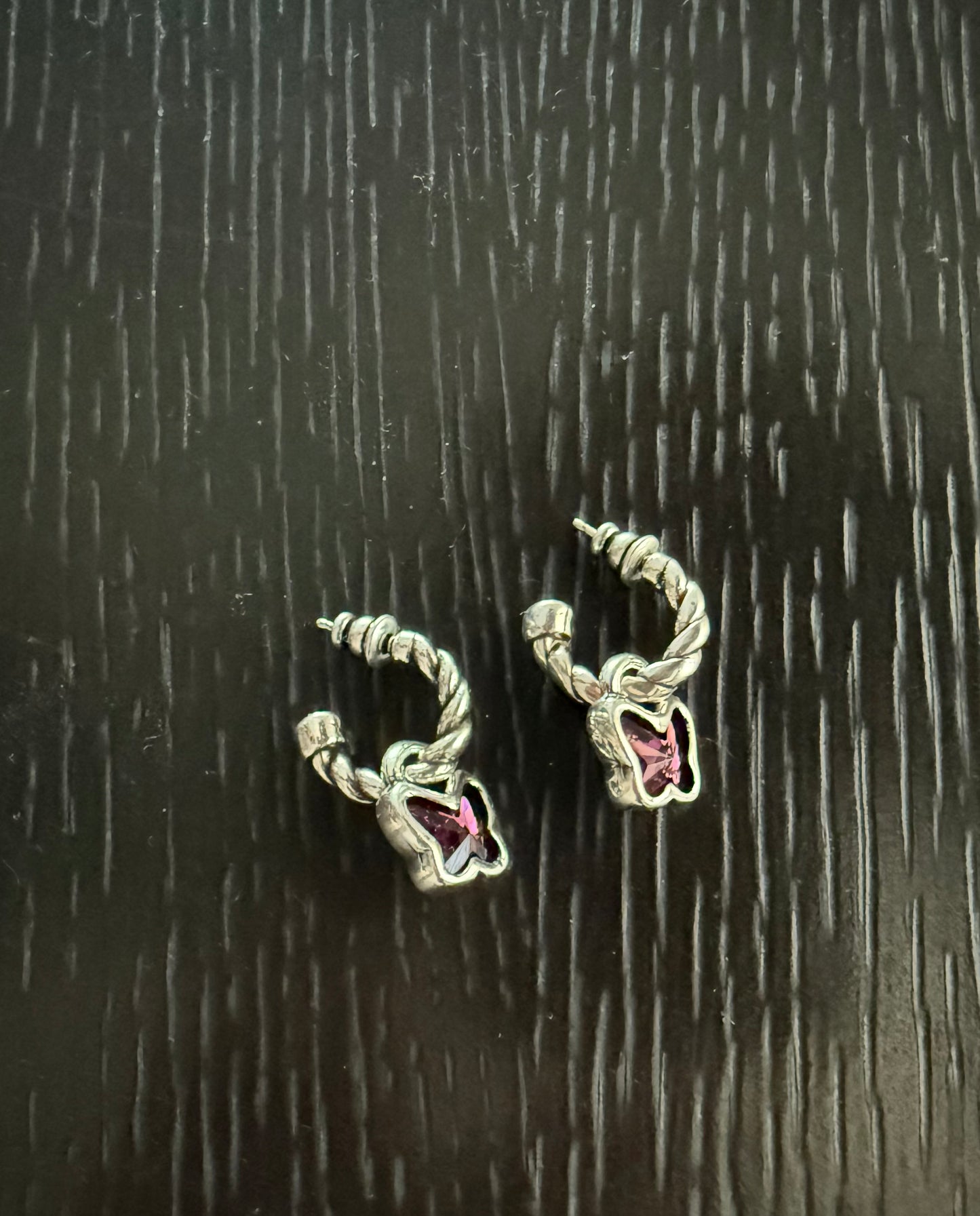 La Mala y La Fea Butterfly Earrings (amethyst Swarovski )