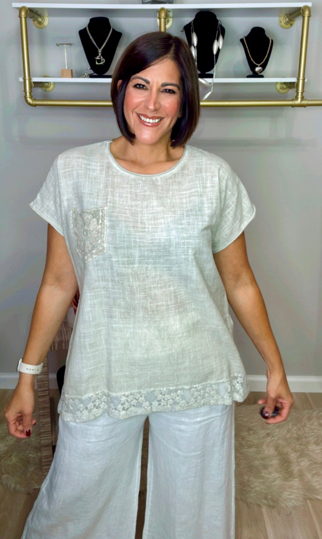 Italian Lace Hem Blouse