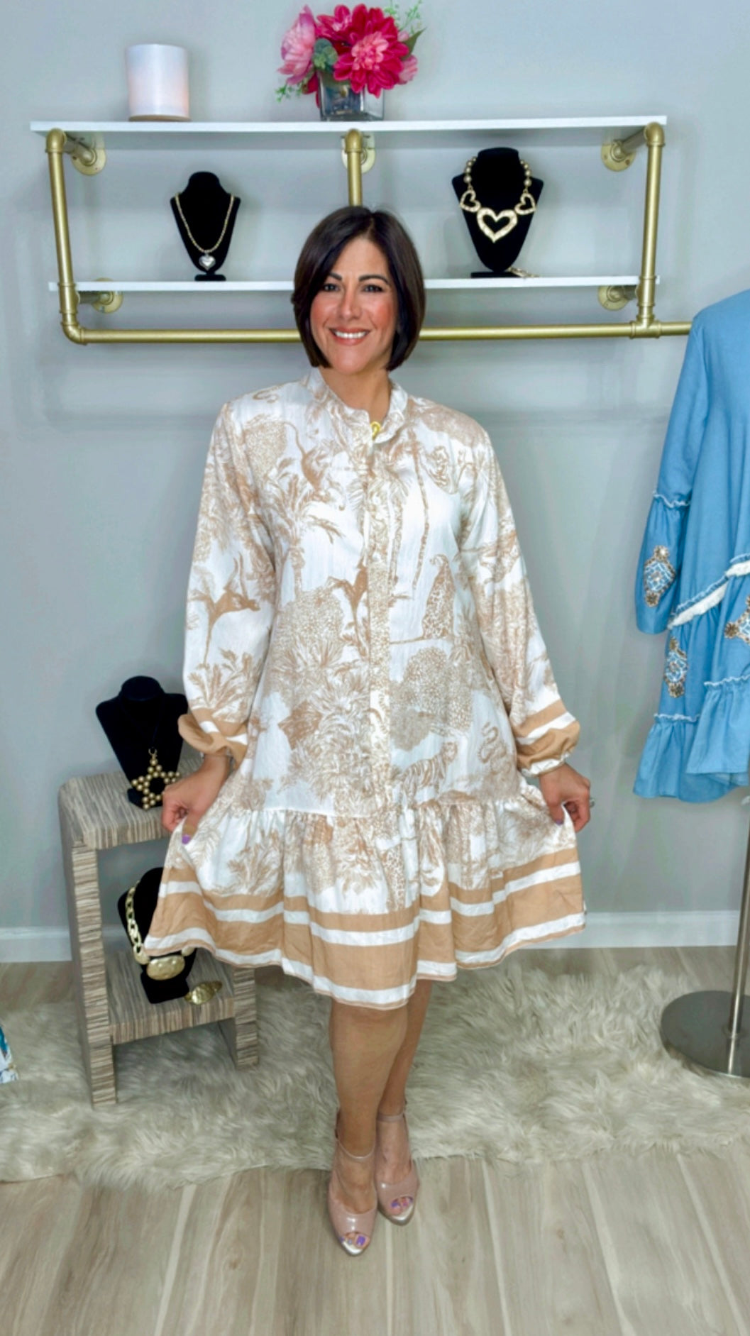 Italian Ruffled Hem Short Dress