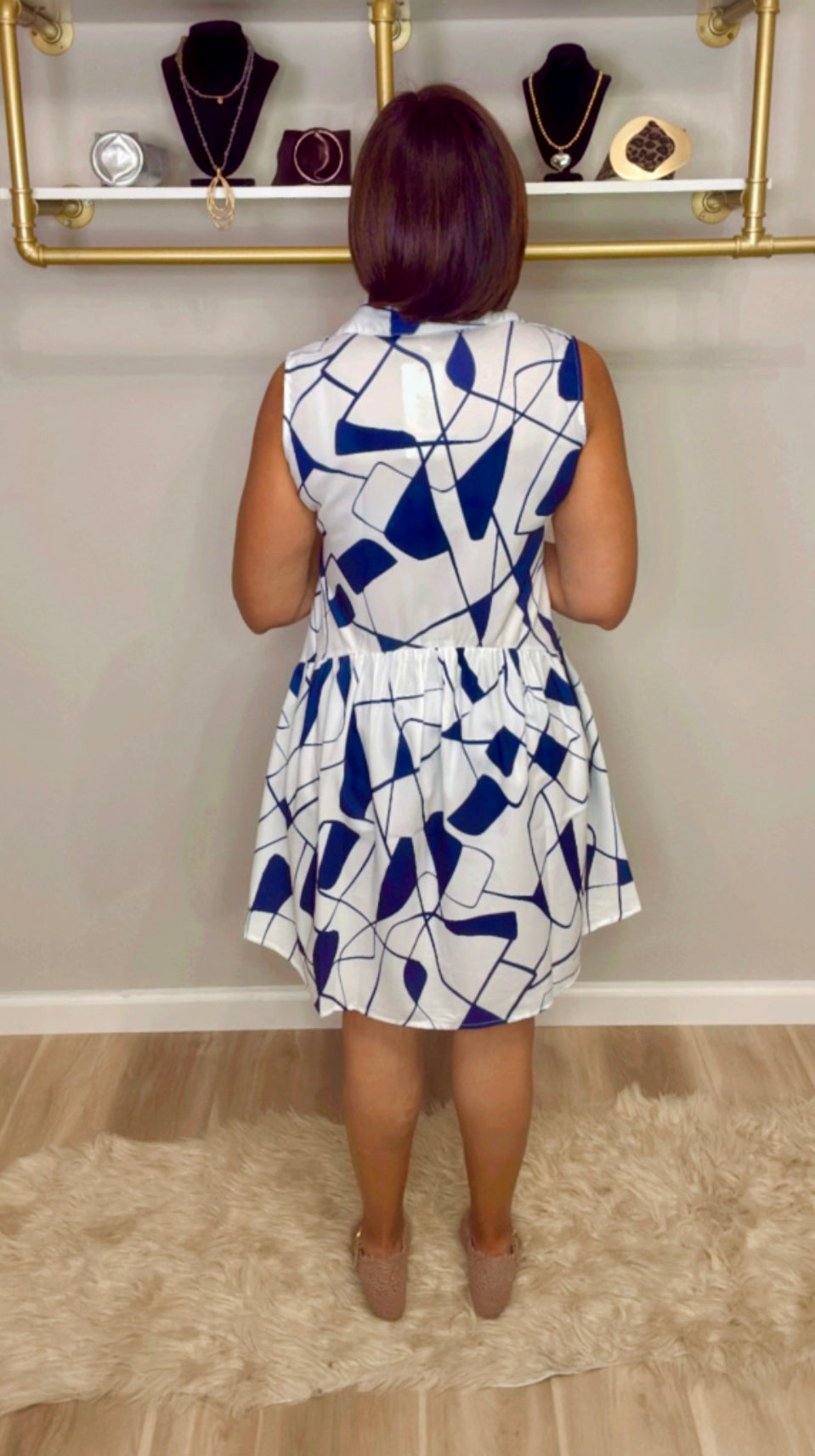 Italian Abstract Stamped Short Dress