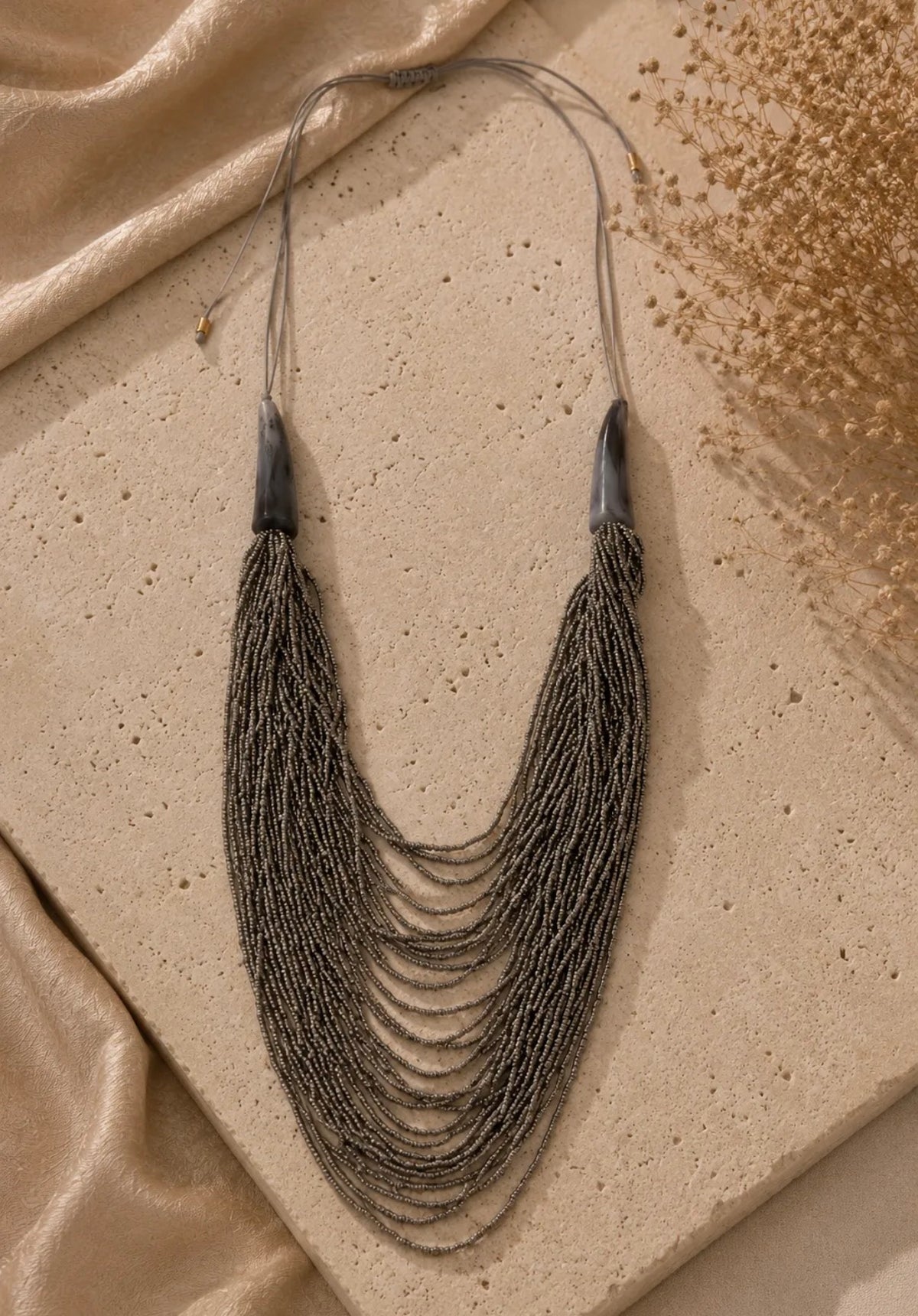 Multi Strands Long Necklace- Silver
