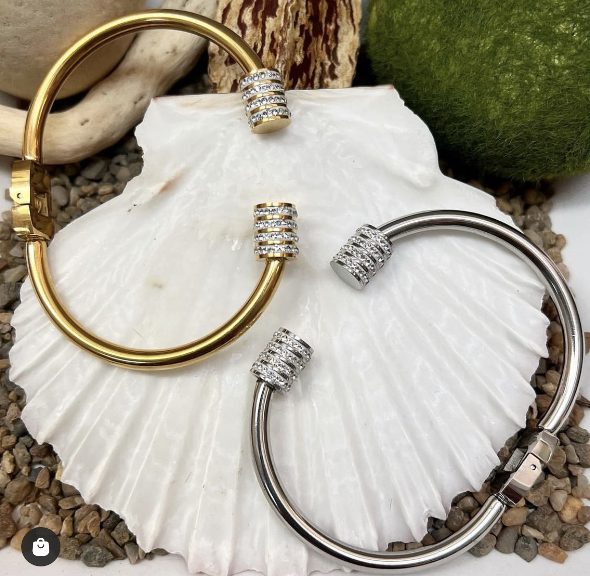 Crystal Crown Silver Cuff