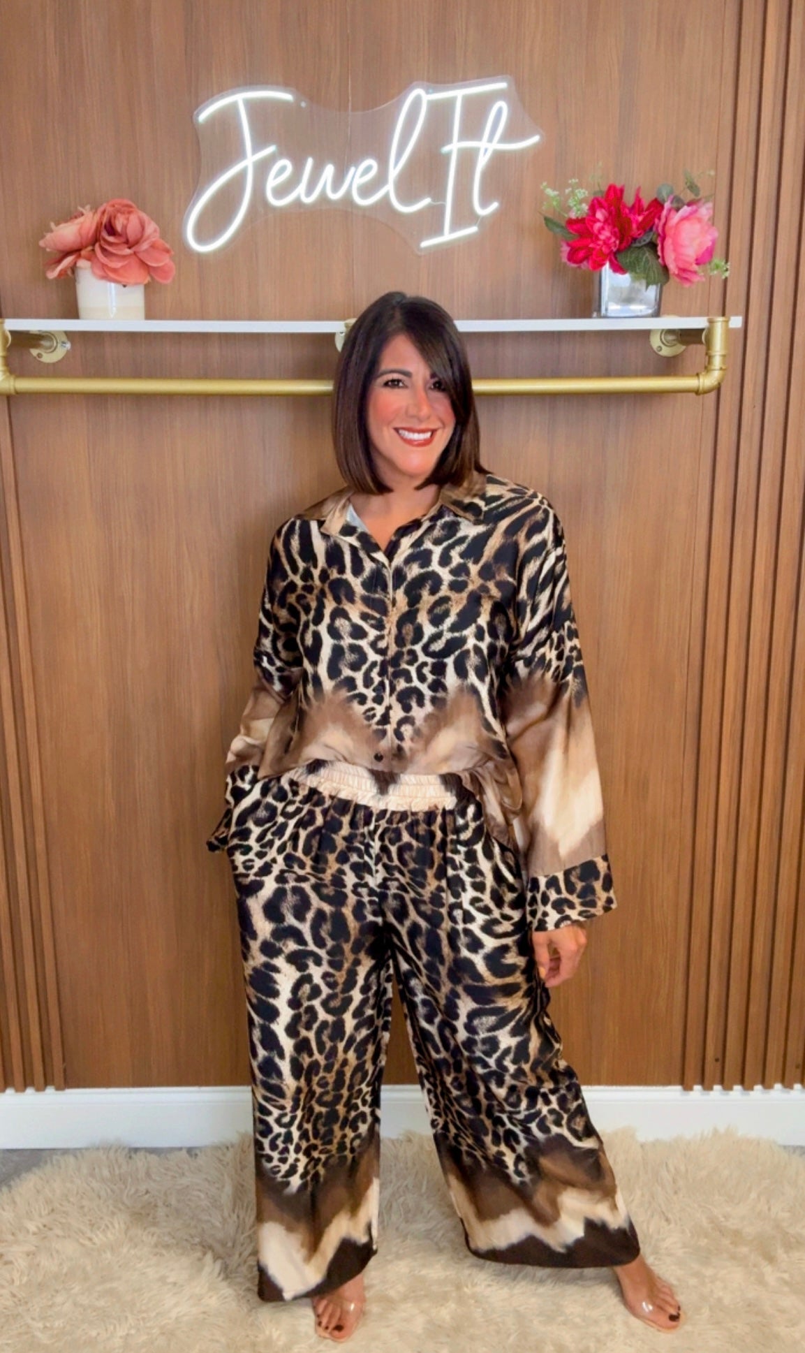 Italian Animal Print Pant Set