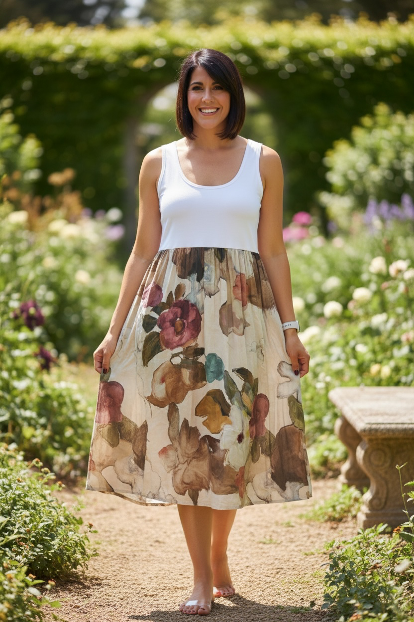 Italian Flower Stamped Midi